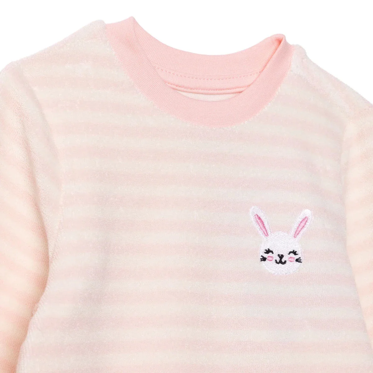 HelloBaby Girls Velvet Pyjama Set Striped Crew Neck Long Leg Long Sleeve - Pink - Image 3