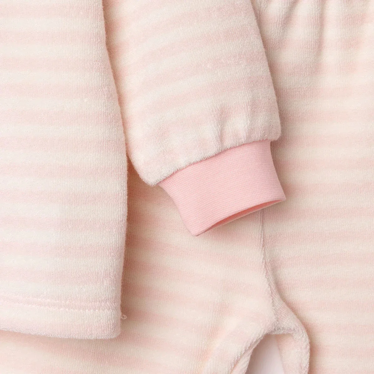 HelloBaby Girls Velvet Pyjama Set Striped Crew Neck Long Leg Long Sleeve - Pink - Image 5