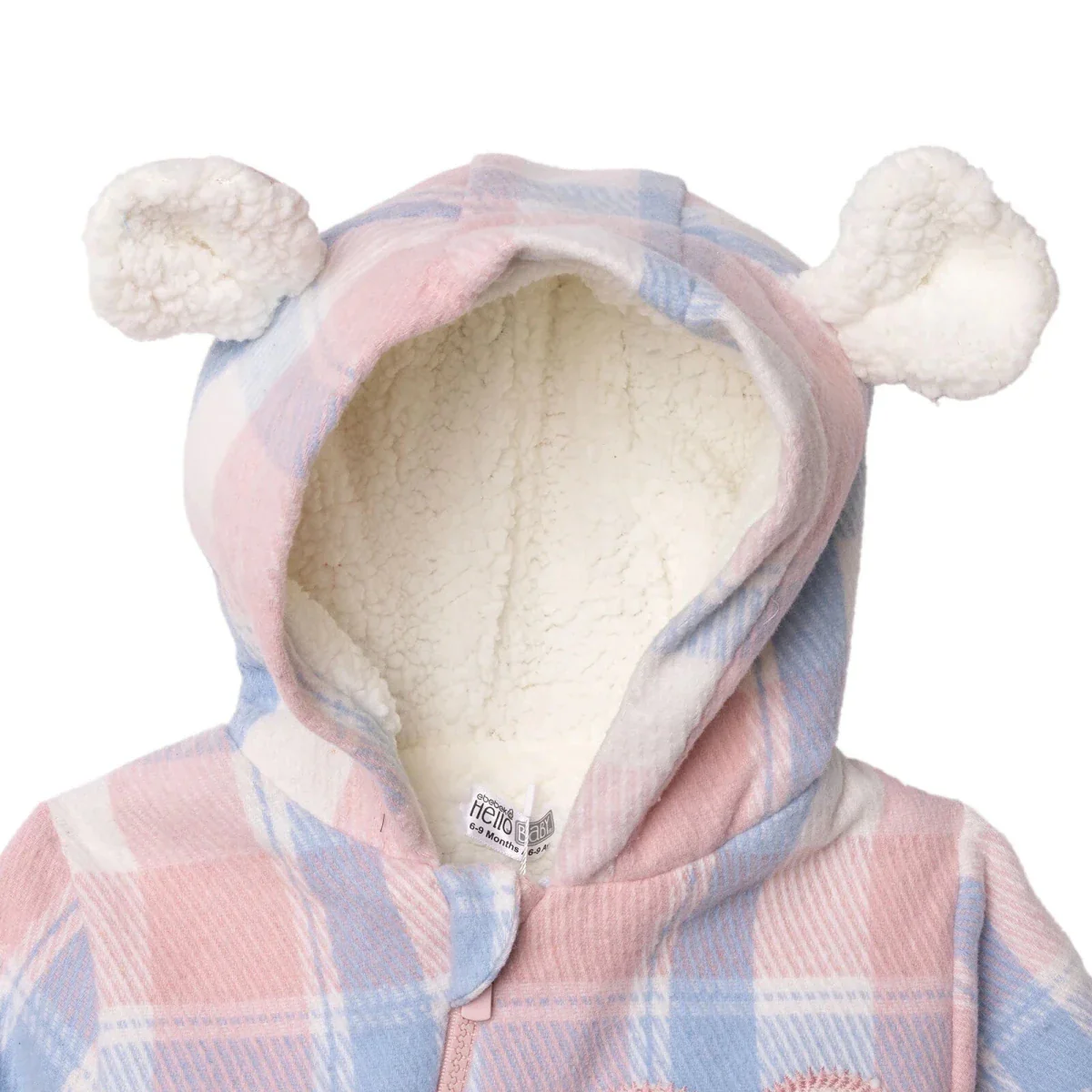 HelloBaby Girls Welsoft Romper Plaid Zip-up Hooded Long Leg Long Sleeve - Pink Printed - Image 4