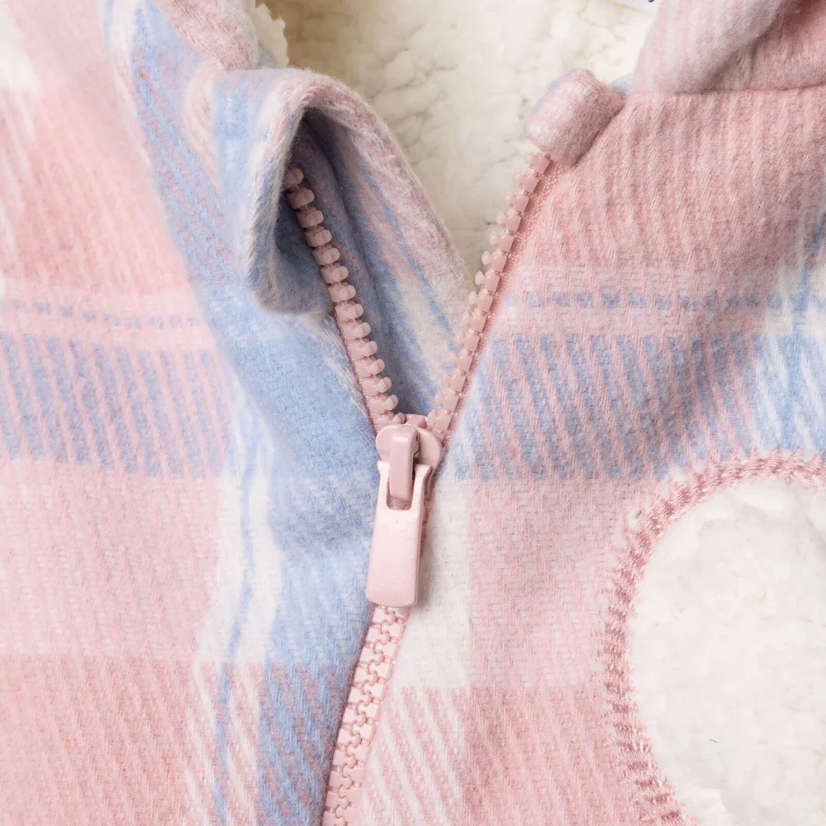 HelloBaby Girls Welsoft Romper Plaid Zip-up Hooded Long Leg Long Sleeve - Pink Printed - Image 6