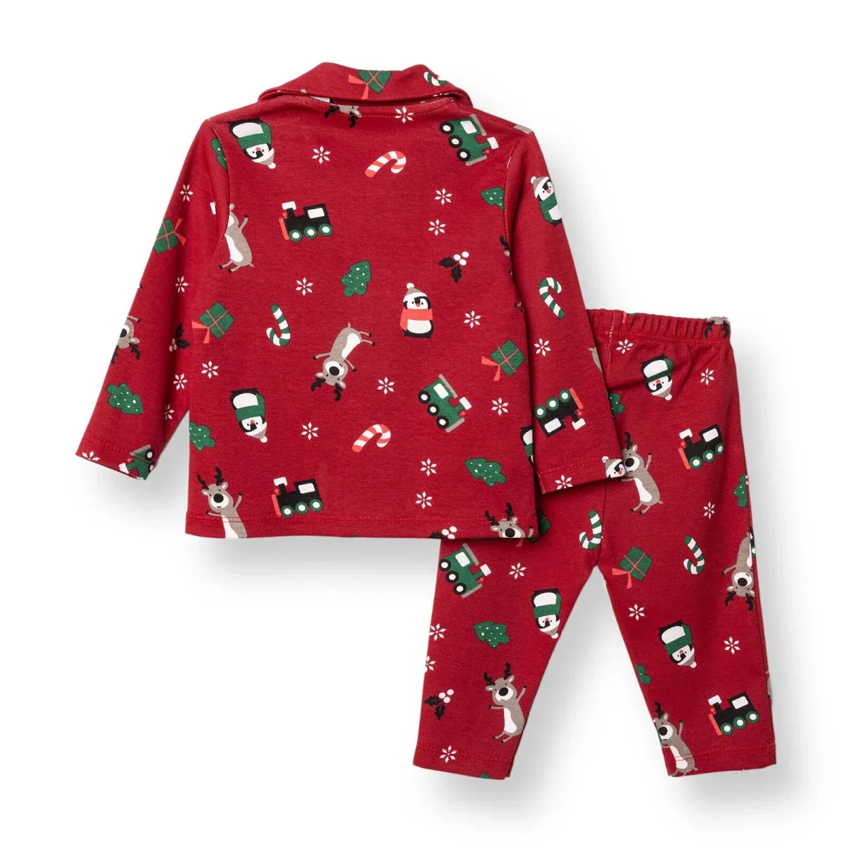 HelloBaby Christmas Baby Boy Long Sleeve Pyjamas Set - Red - Image 2