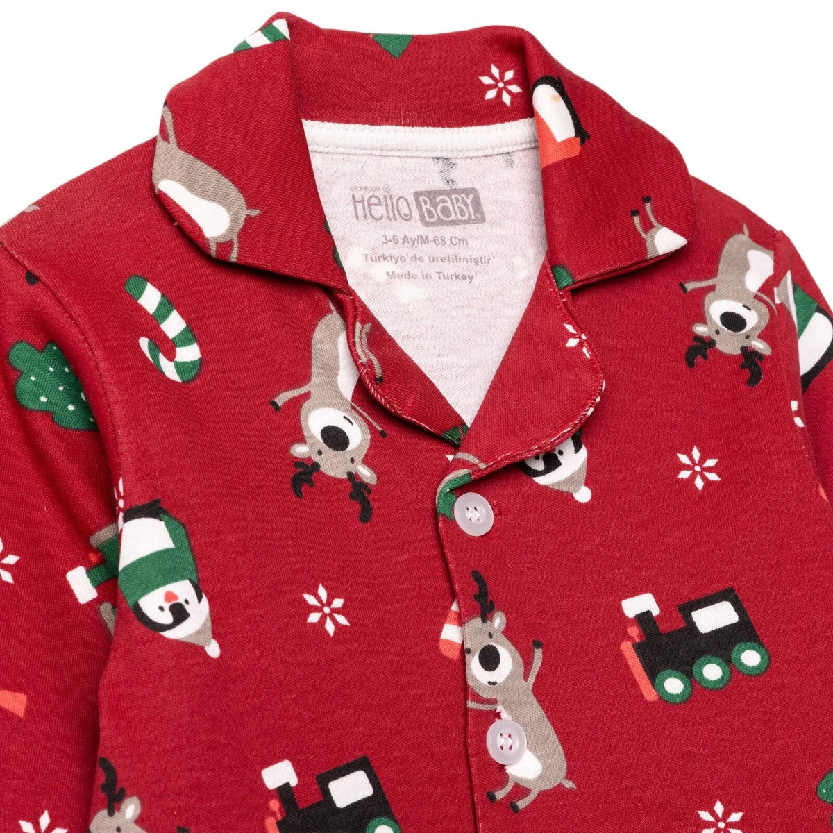 HelloBaby Christmas Baby Boy Long Sleeve Pyjamas Set - Red - Image 3