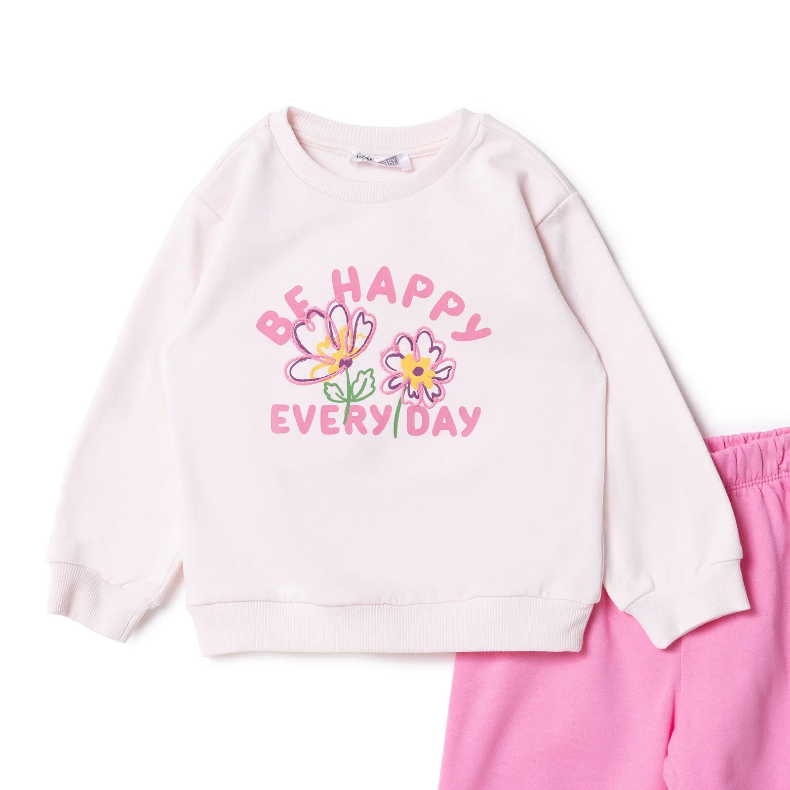 HelloBaby Motto Girl Jogging Set - Light Pink - Image 3