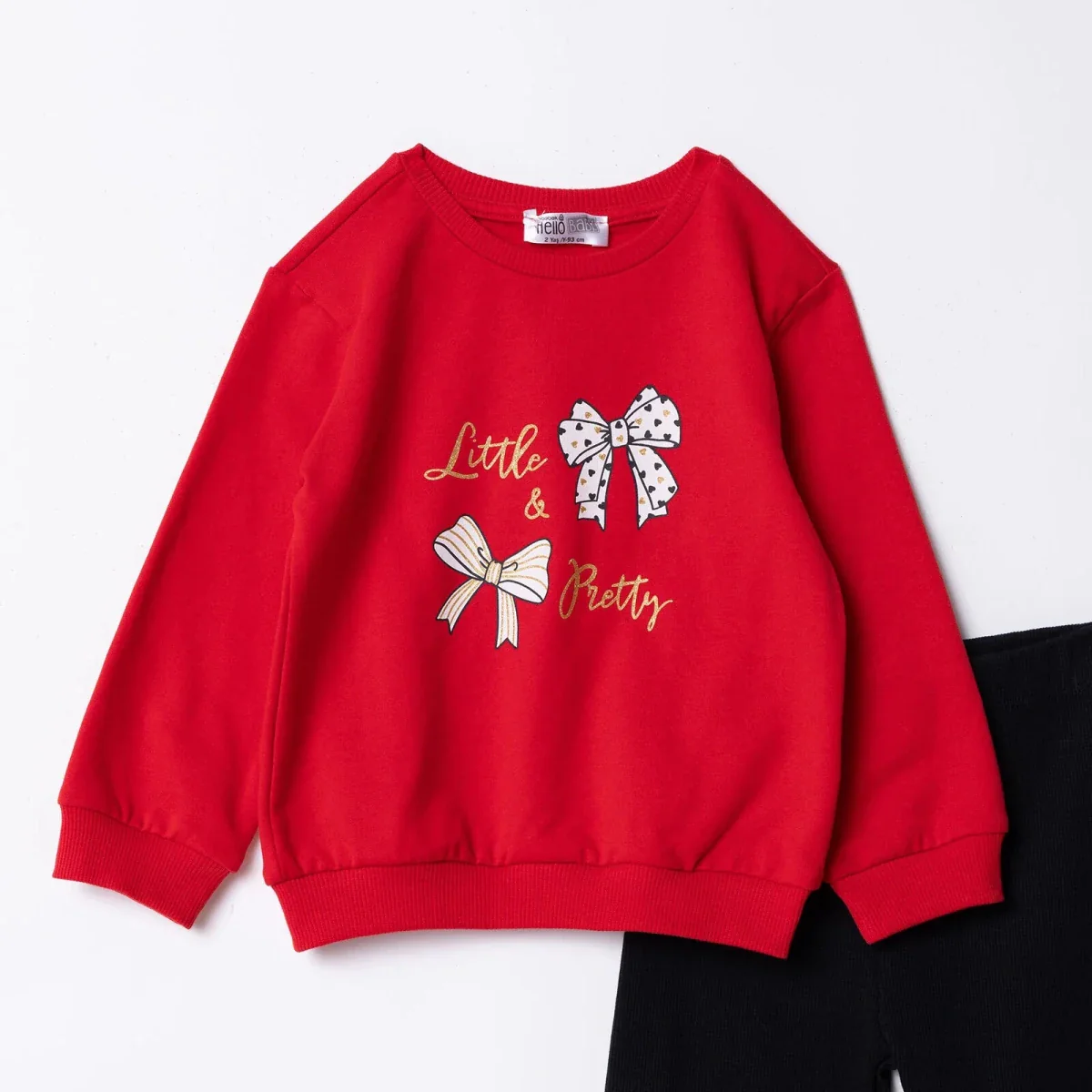 HelloBaby Motto Girl Sweatshirt-Leggings - Red - Image 3