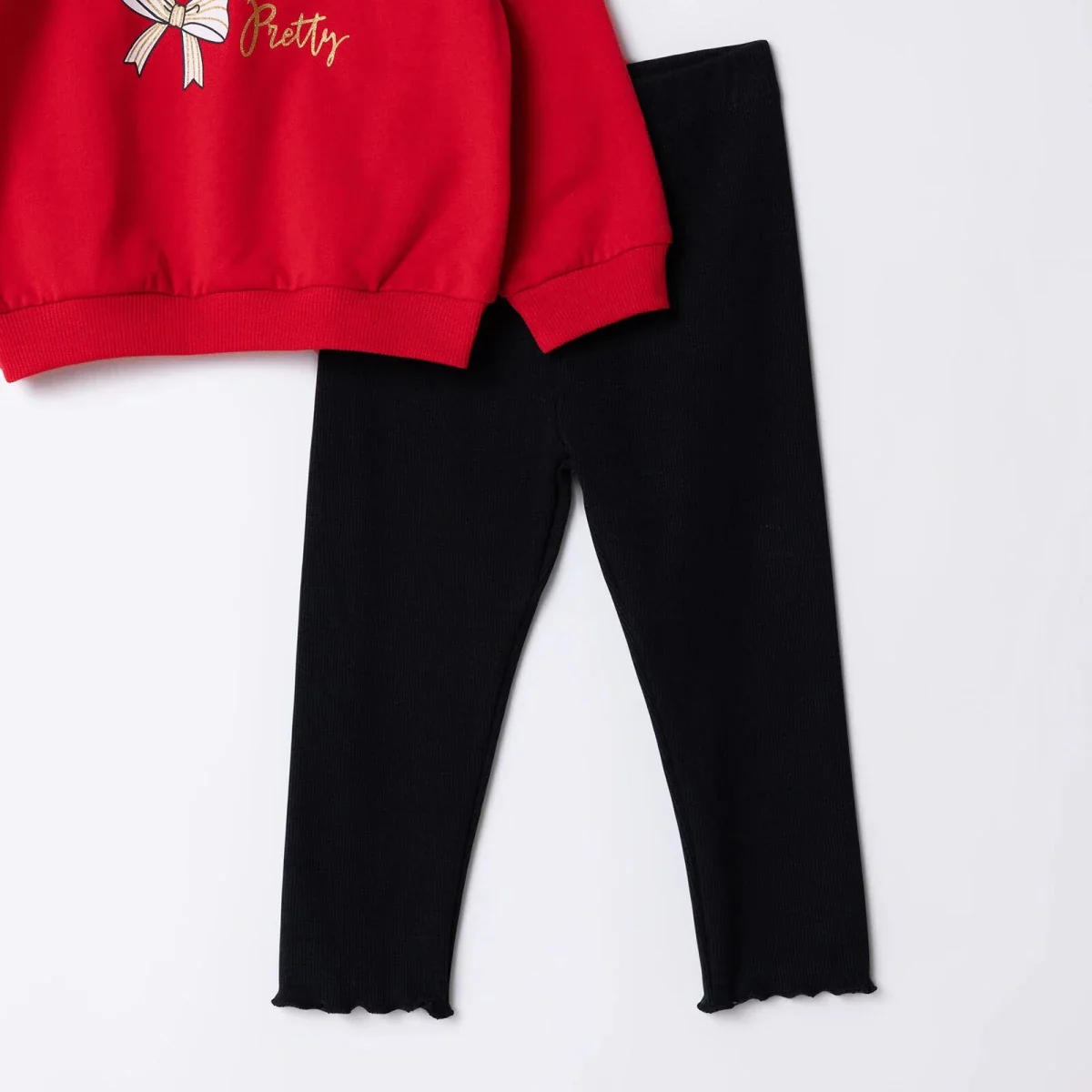 HelloBaby Motto Girl Sweatshirt-Leggings - Red - Image 4