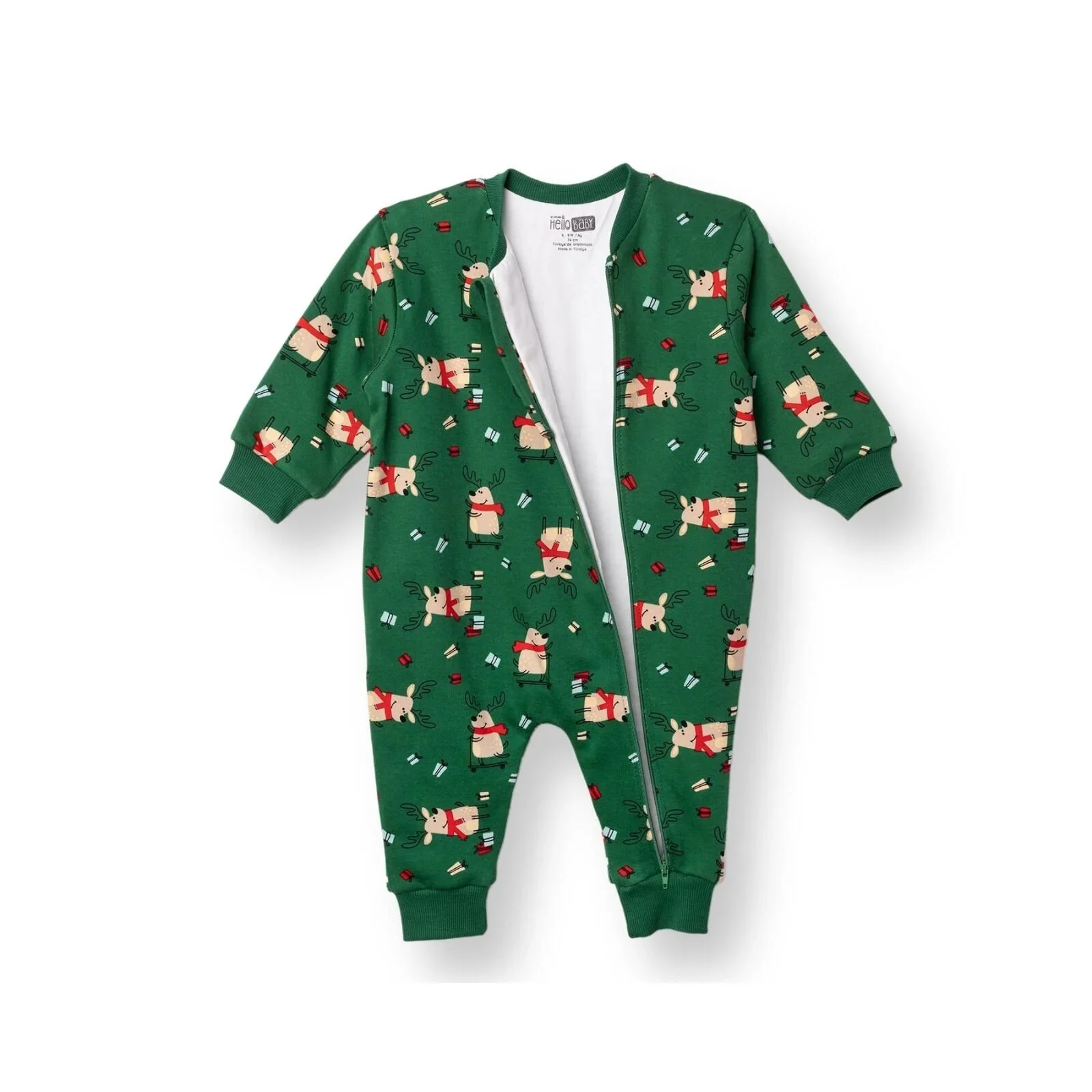 HelloBaby Christmas Baby Boy Sleepsuit - Dark Green - Image 3