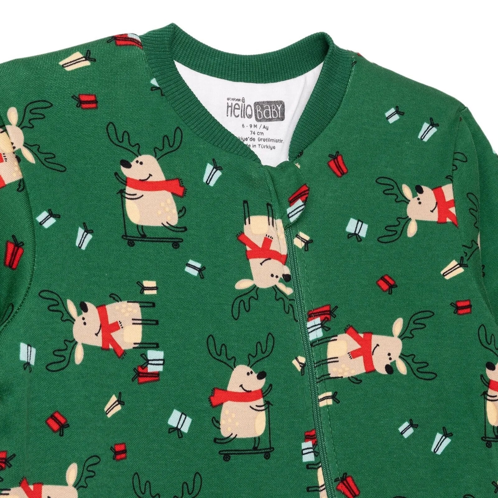 HelloBaby Christmas Baby Boy Sleepsuit - Dark Green - Image 4