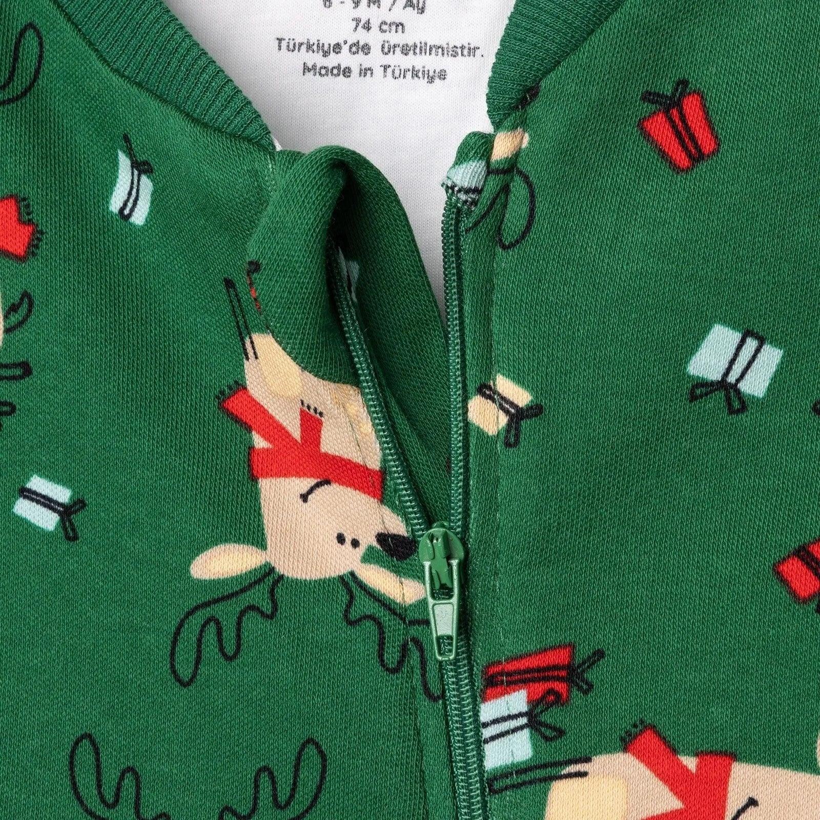 HelloBaby Christmas Baby Boy Sleepsuit - Dark Green - Image 5