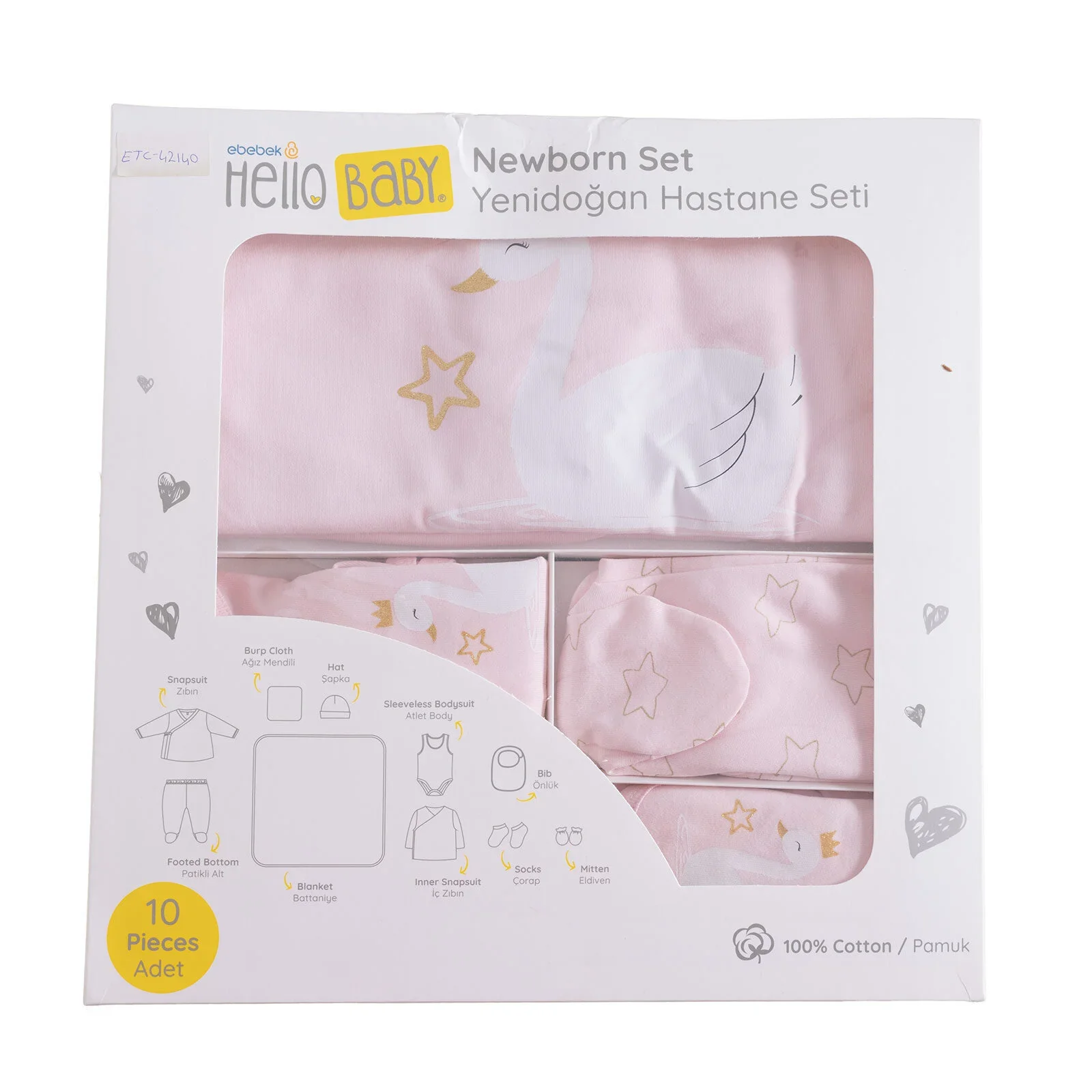 HelloBaby Newborn 10 pcs Starter Set - Pink - Image 9