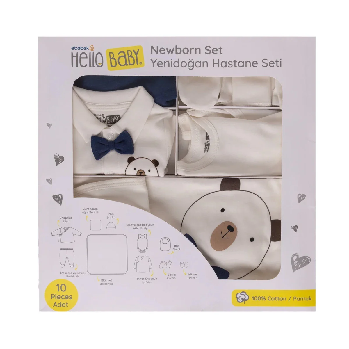 HelloBaby Newborn 10-Piece Newborn Hospital Set - Ecru - Image 8