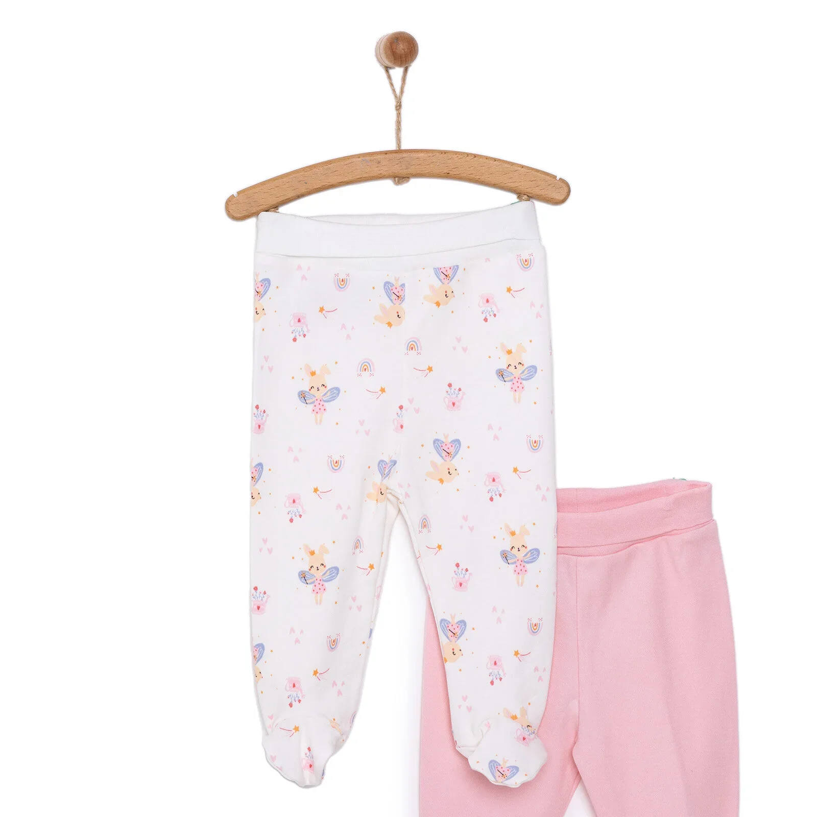 HelloBaby Newborn 2 Pcs Footed Leggings - Pink - Image 3