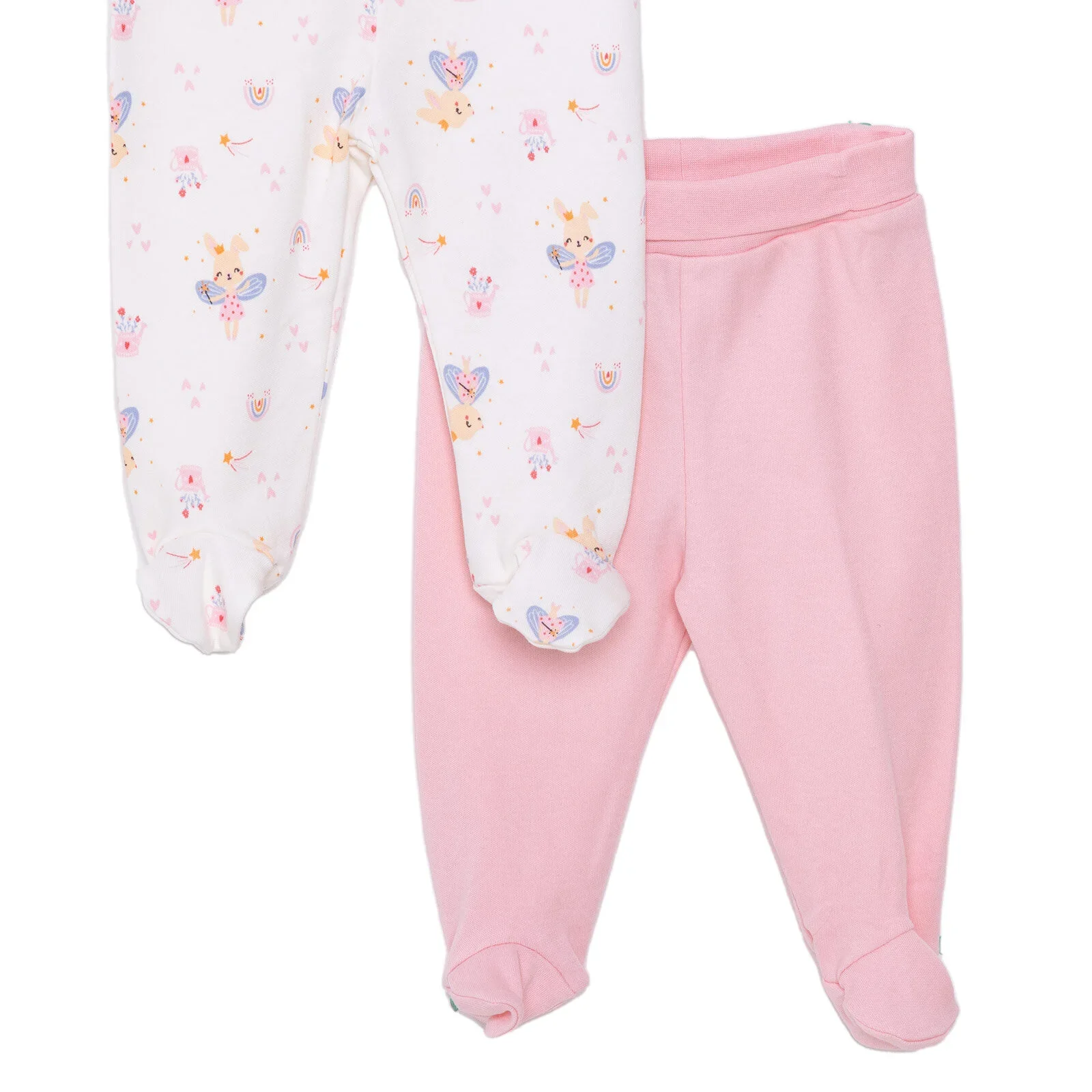 HelloBaby Newborn 2 Pcs Footed Leggings - Pink - Image 4