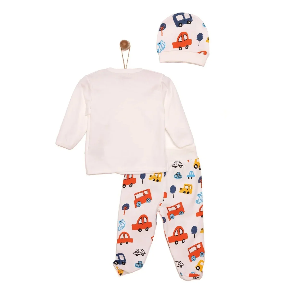 HelloBaby Newborn Baby Boy Body-Hat -Footed Bottom - Ecru - Image 2