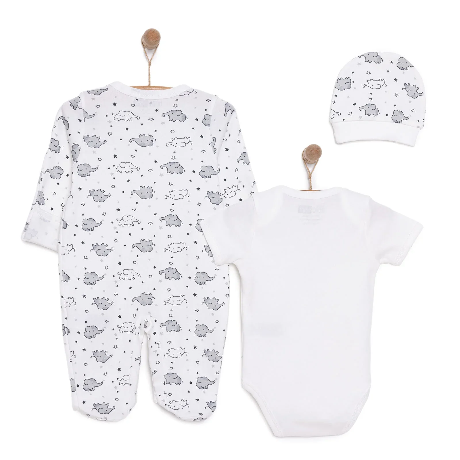 HelloBaby Newborn Baby Cute Elephant Jumpsuit - Ecru - Image 2