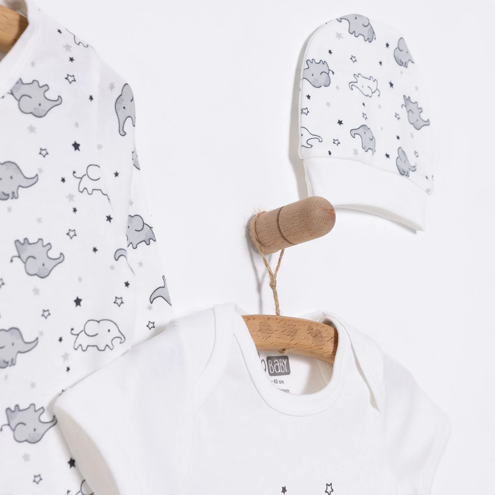 HelloBaby Newborn Baby Cute Elephant Jumpsuit - Ecru - Image 3