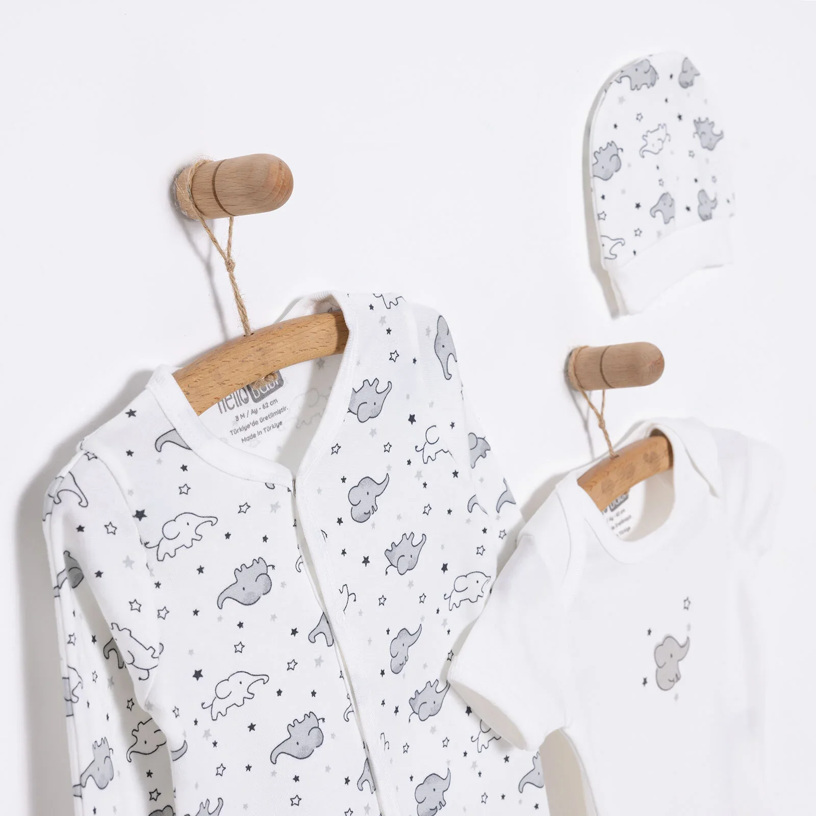 HelloBaby Newborn Baby Cute Elephant Jumpsuit - Ecru - Image 4