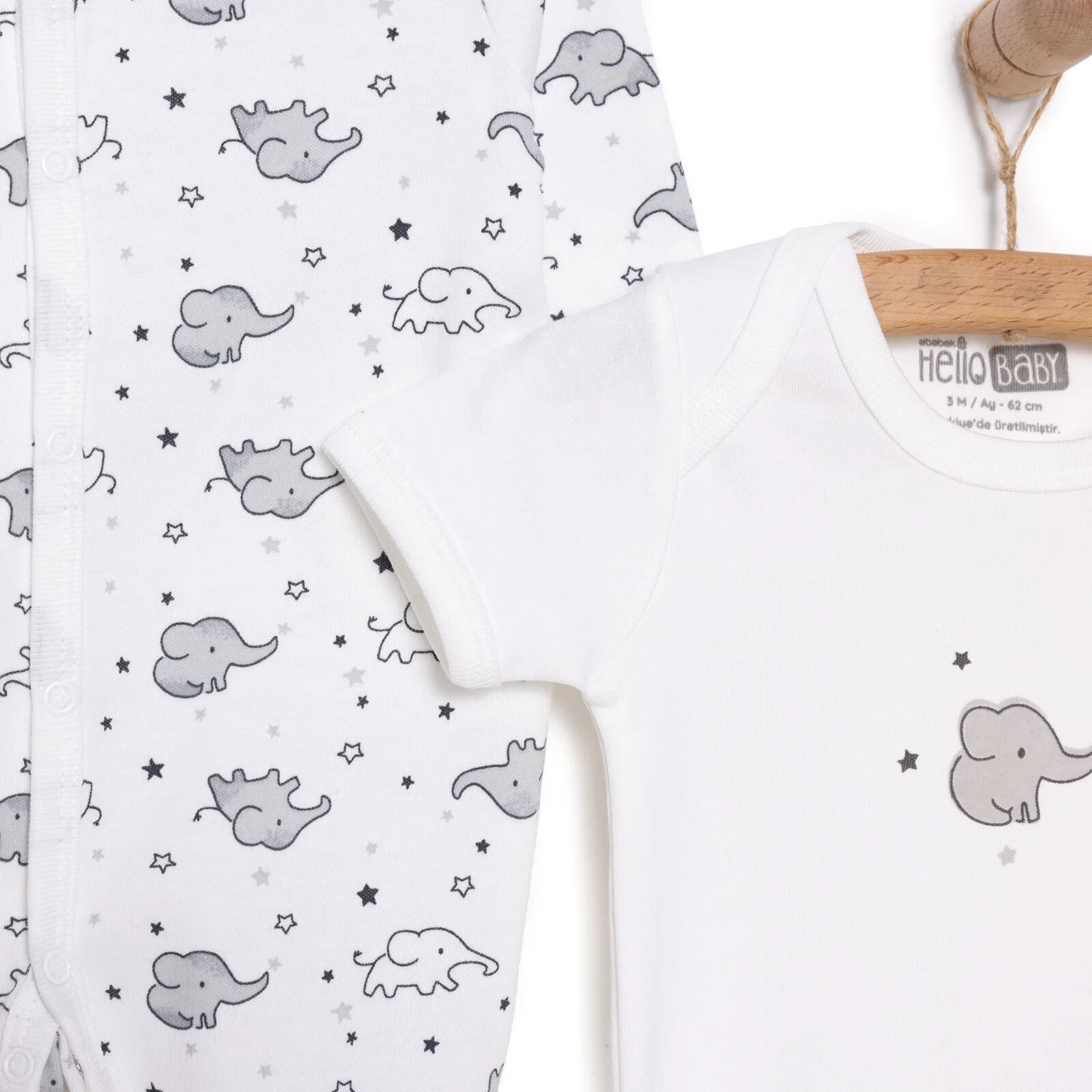 HelloBaby Newborn Baby Cute Elephant Jumpsuit - Ecru - Image 6