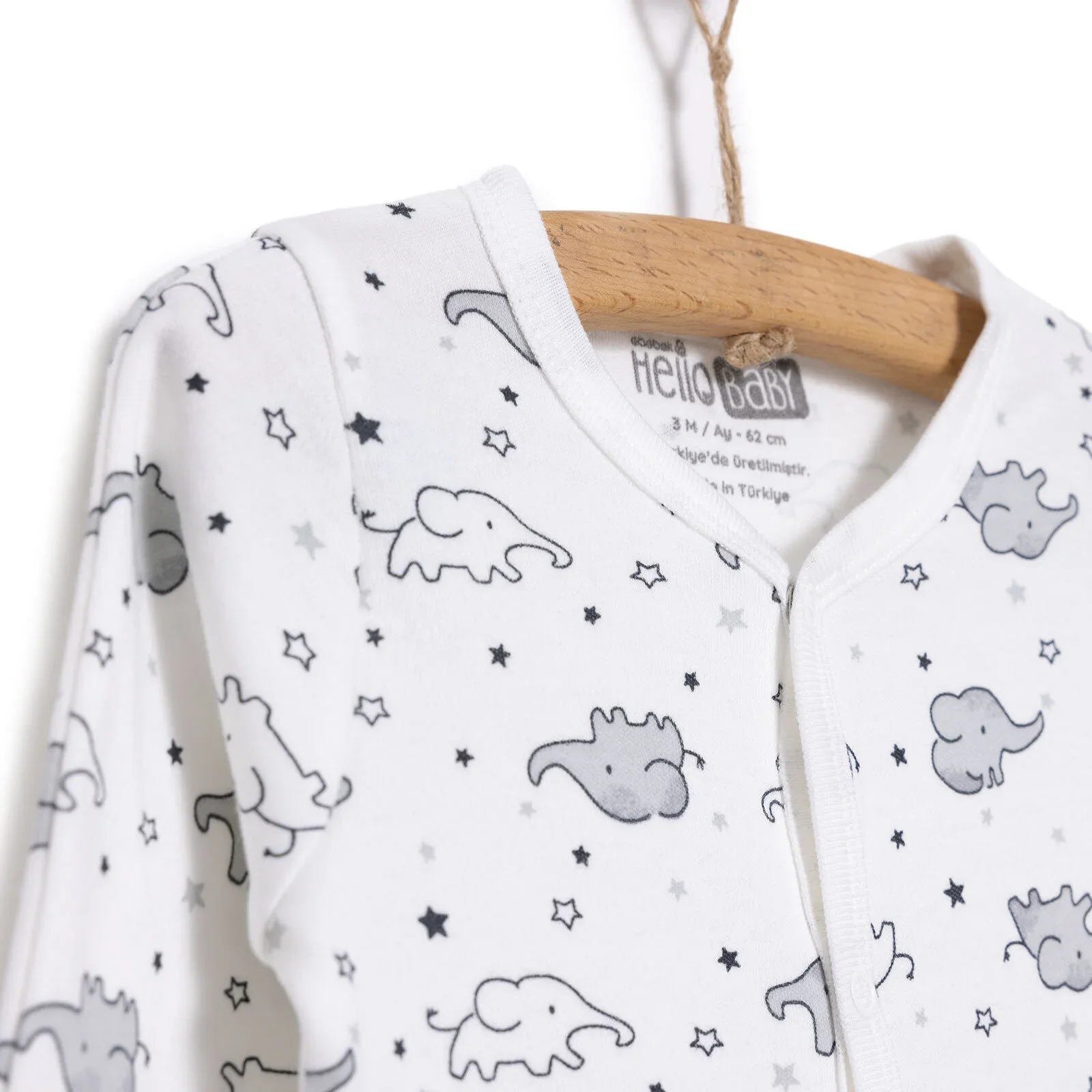 HelloBaby Newborn Baby Cute Elephant Jumpsuit - Ecru - Image 7