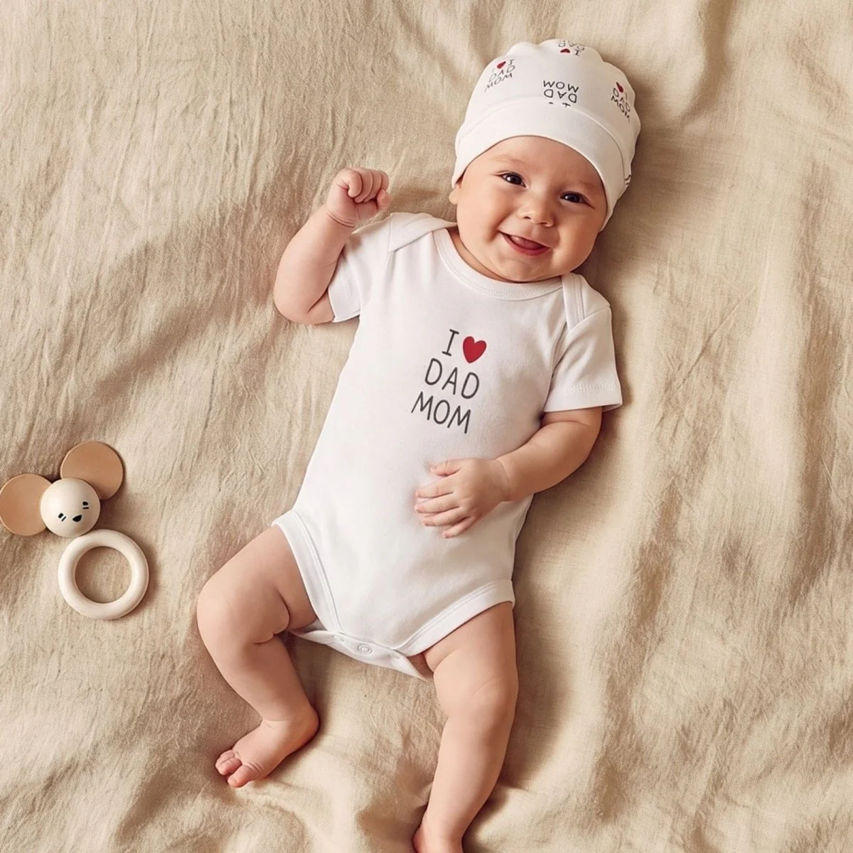 HelloBaby Newborn Baby Mom&Dad Jumpsuit - Ecru - Image 11