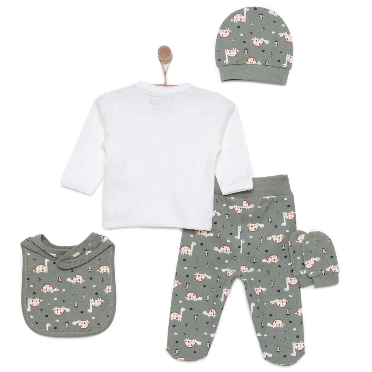 HelloBaby Newborn Boy 5 Piece Newborn Set - Dark Green - Image 2