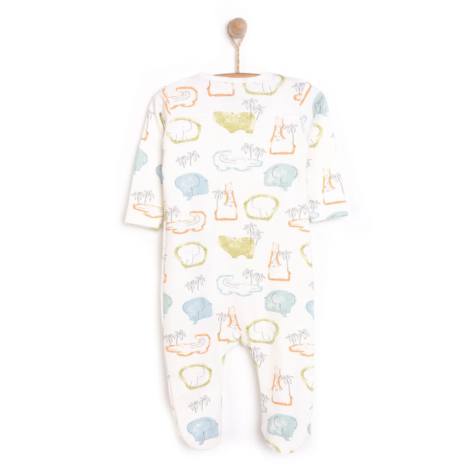 HelloBaby Newborn Boy Footed Jumpsuit - Ecru - Image 2