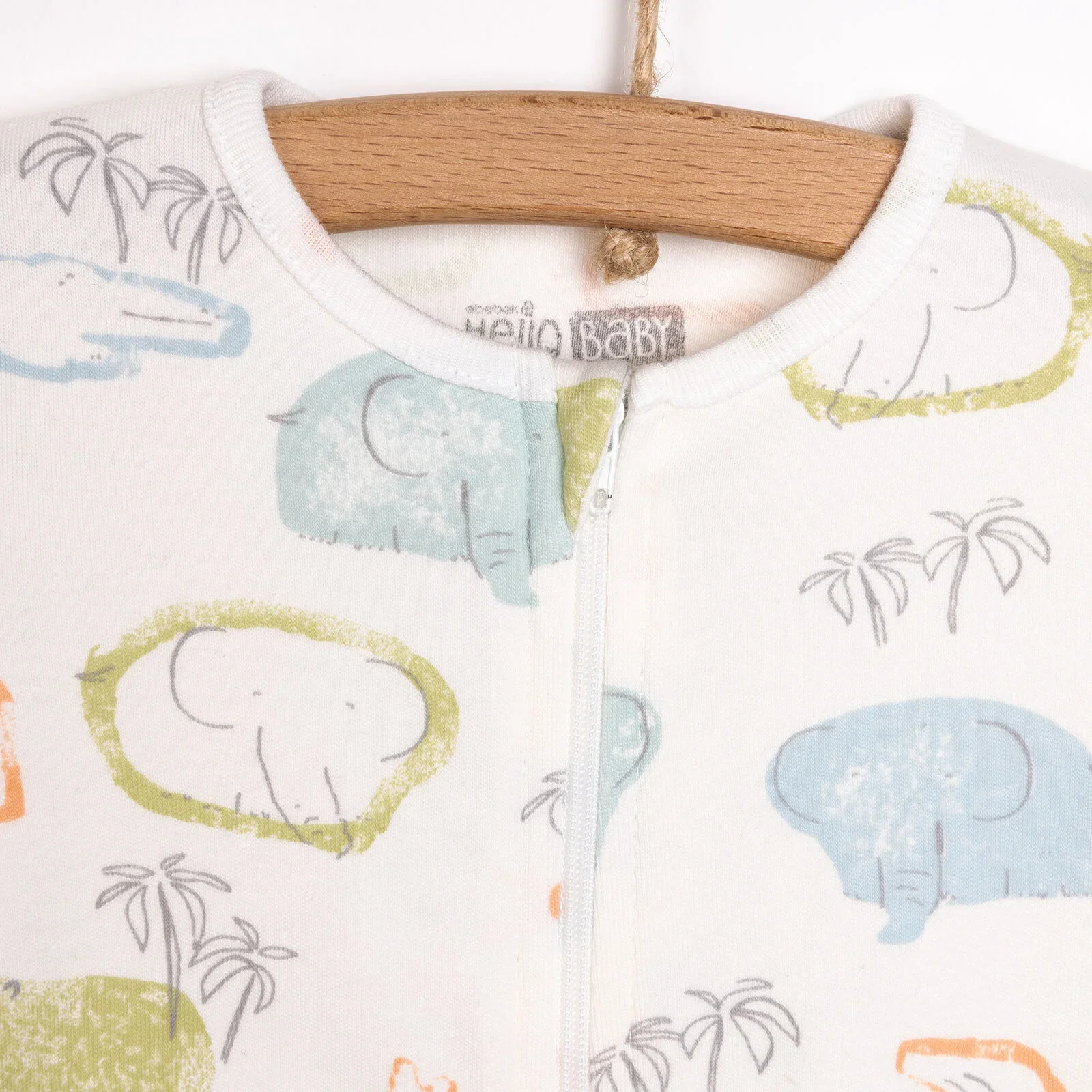 HelloBaby Newborn Boy Footed Jumpsuit - Ecru - Image 4