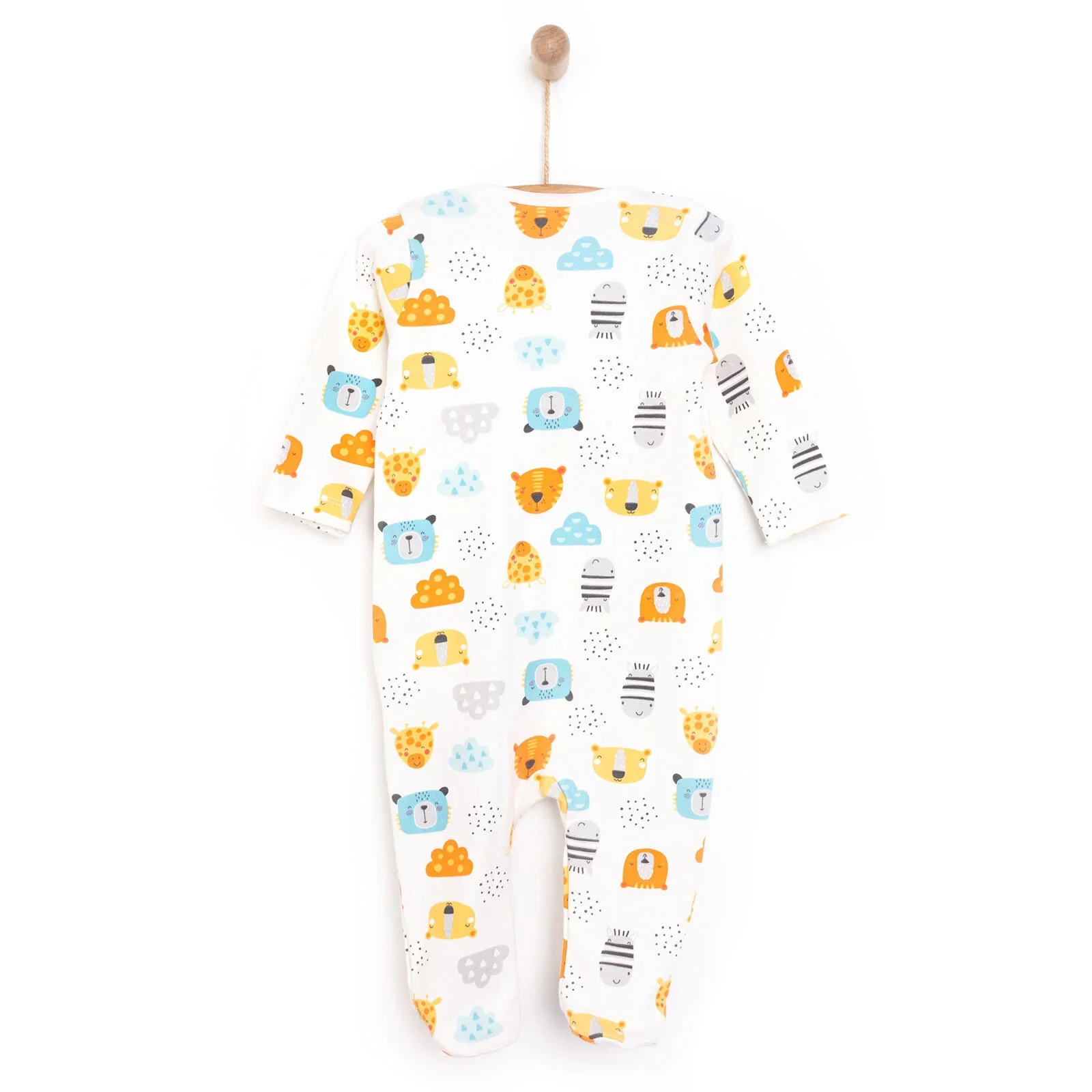 HelloBaby Newborn Footed Jumpsuit - Ecru - Image 2