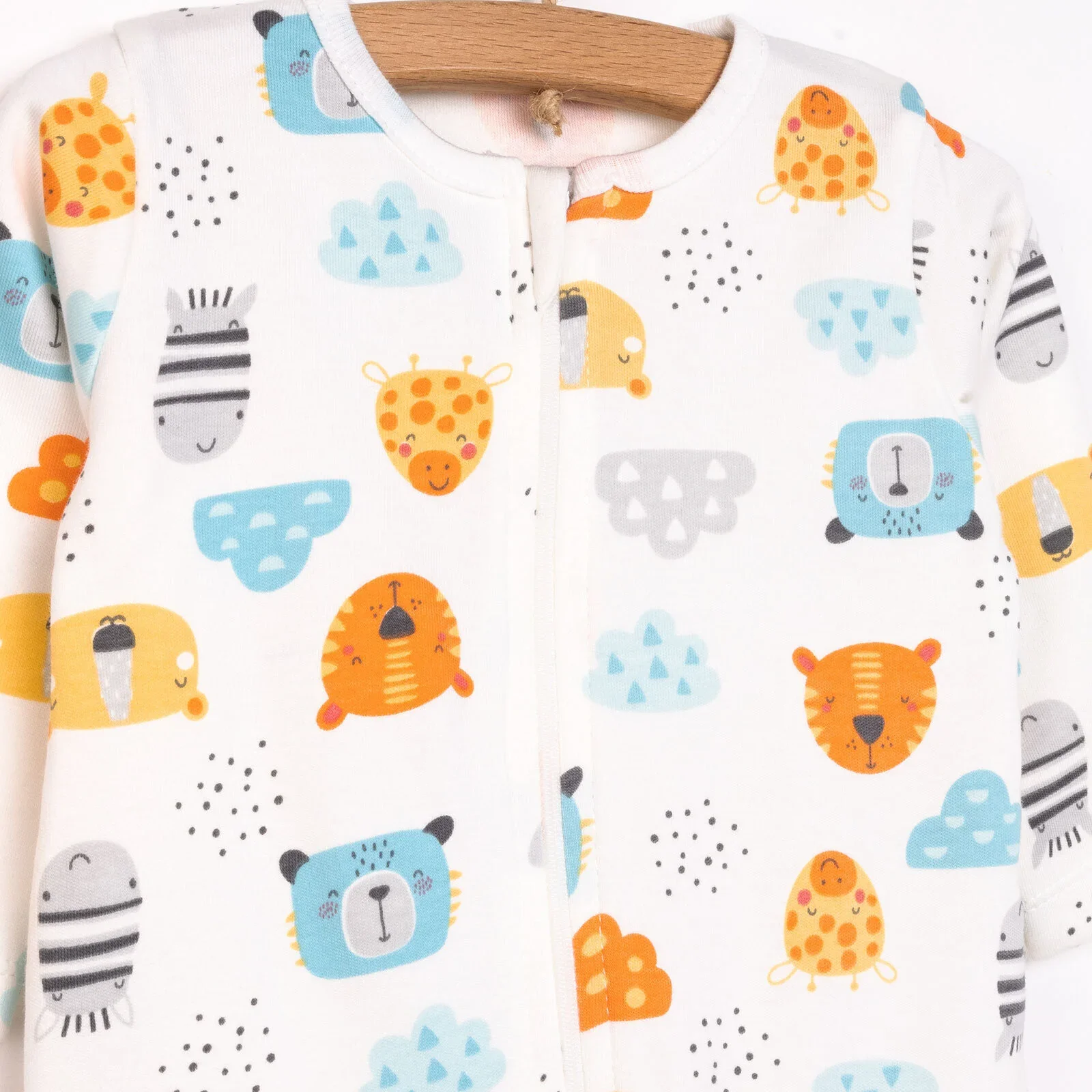 HelloBaby Newborn Footed Jumpsuit - Ecru - Image 3