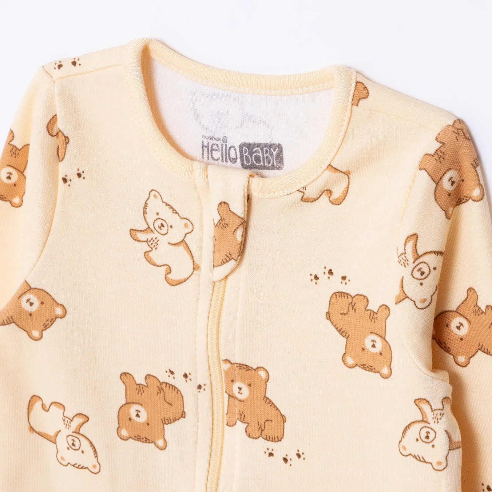 HelloBaby Newborn Footed Jumpsuit - Beige Printed - Image 3