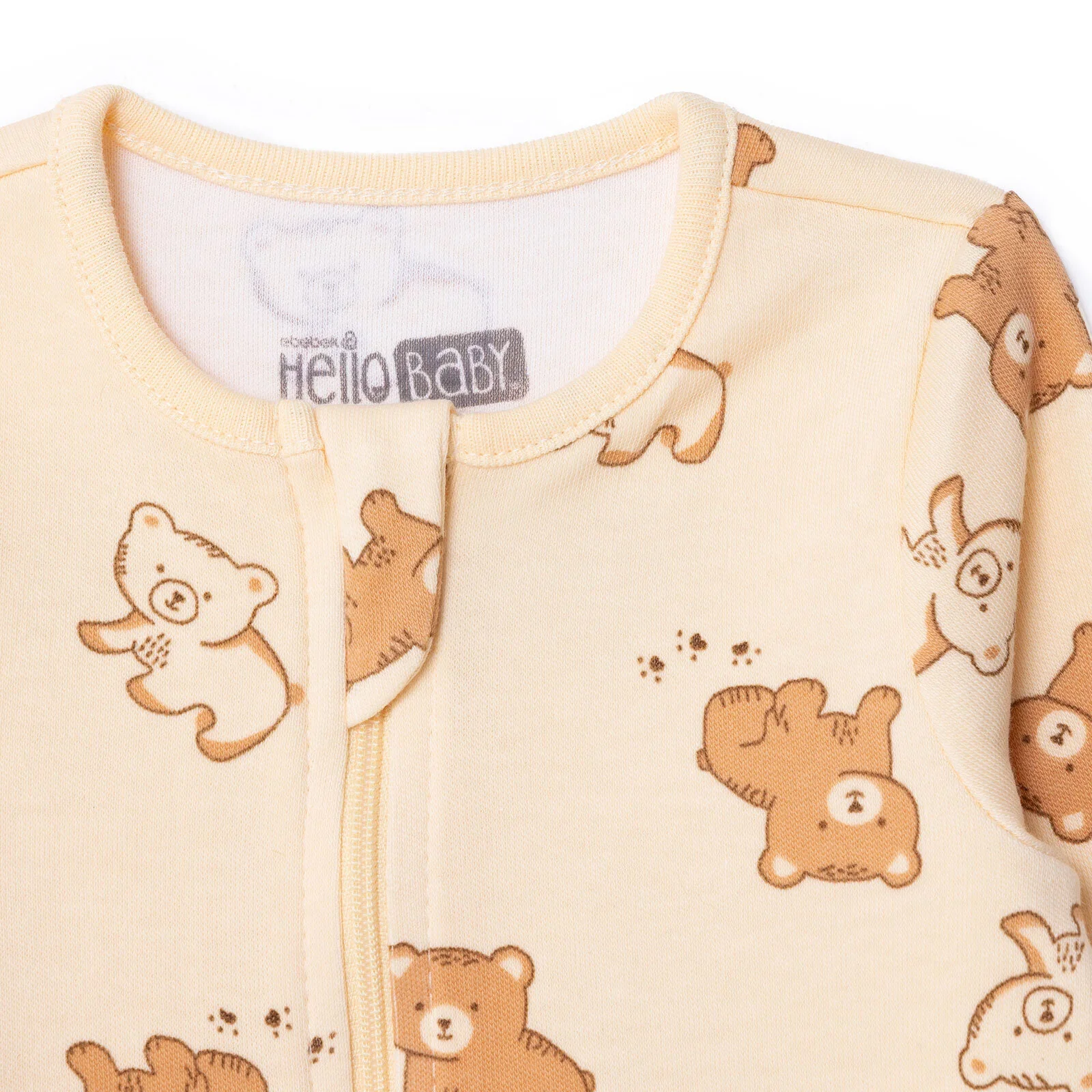 HelloBaby Newborn Footed Jumpsuit - Beige Printed - Image 4