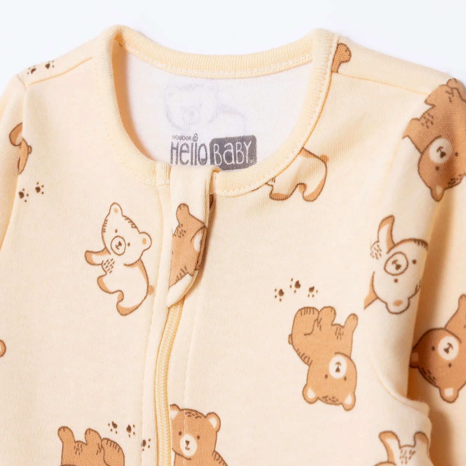 HelloBaby Newborn Footed Jumpsuit - Beige Printed - Image 5