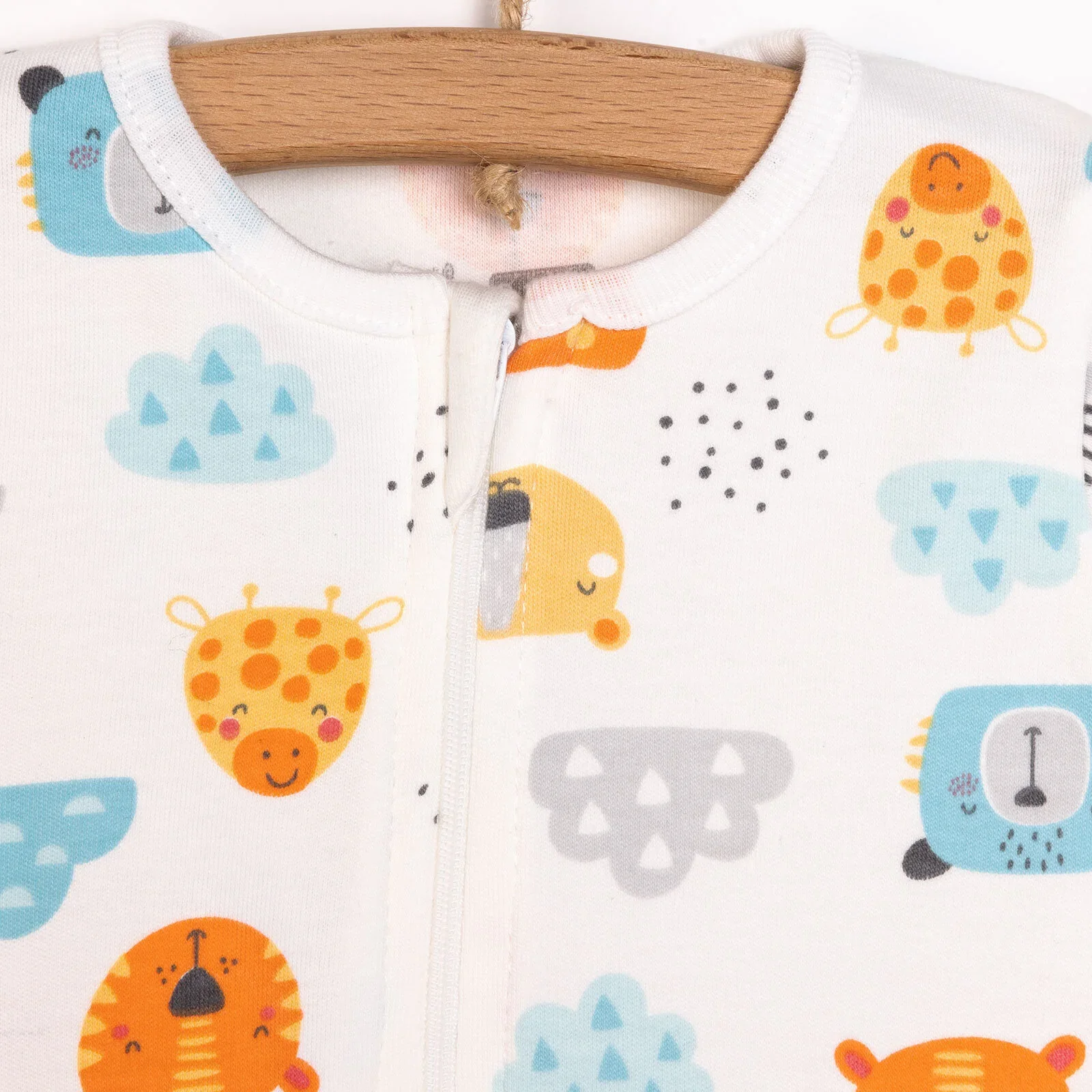 HelloBaby Newborn Footed Jumpsuit - Ecru - Image 4