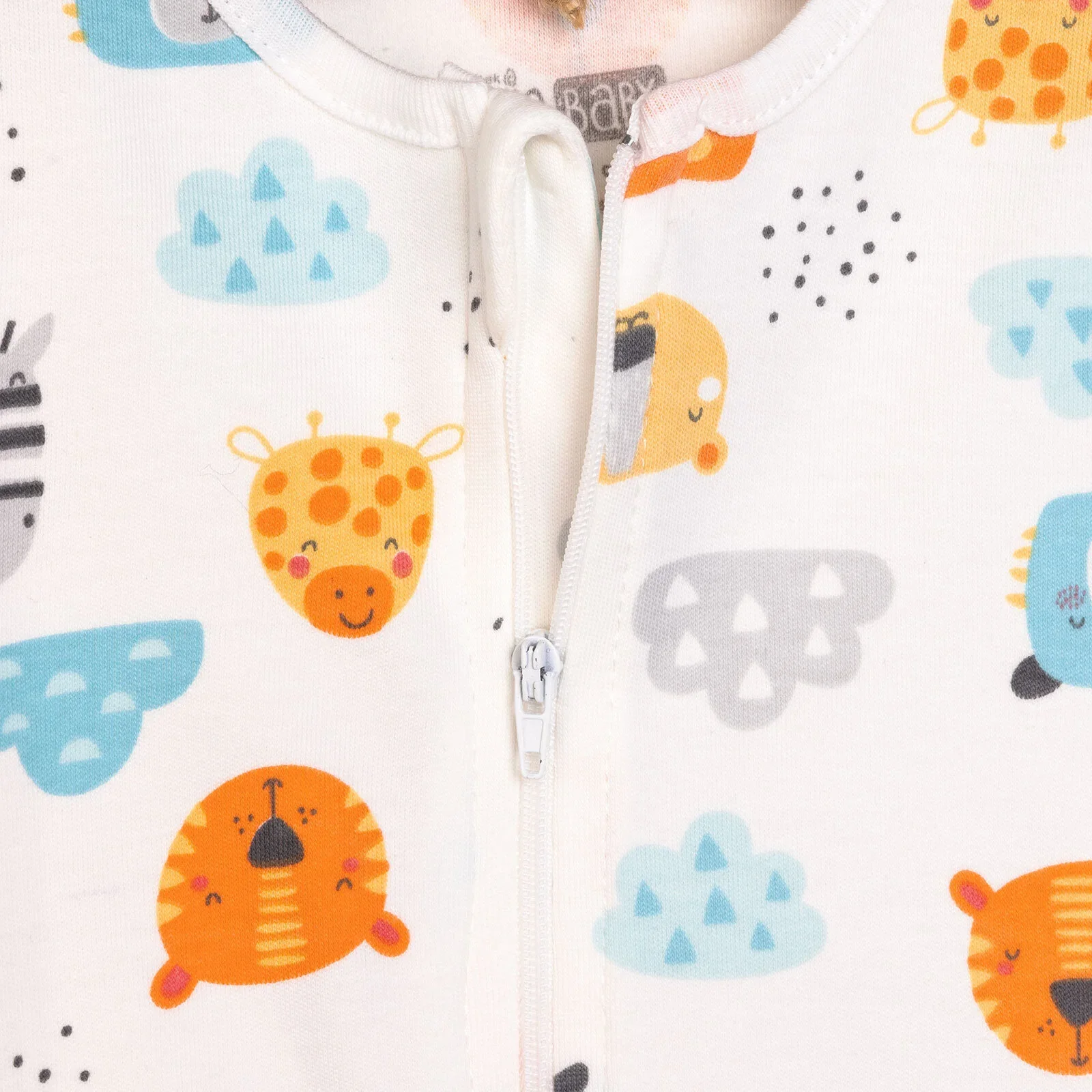 HelloBaby Newborn Footed Jumpsuit - Ecru - Image 5