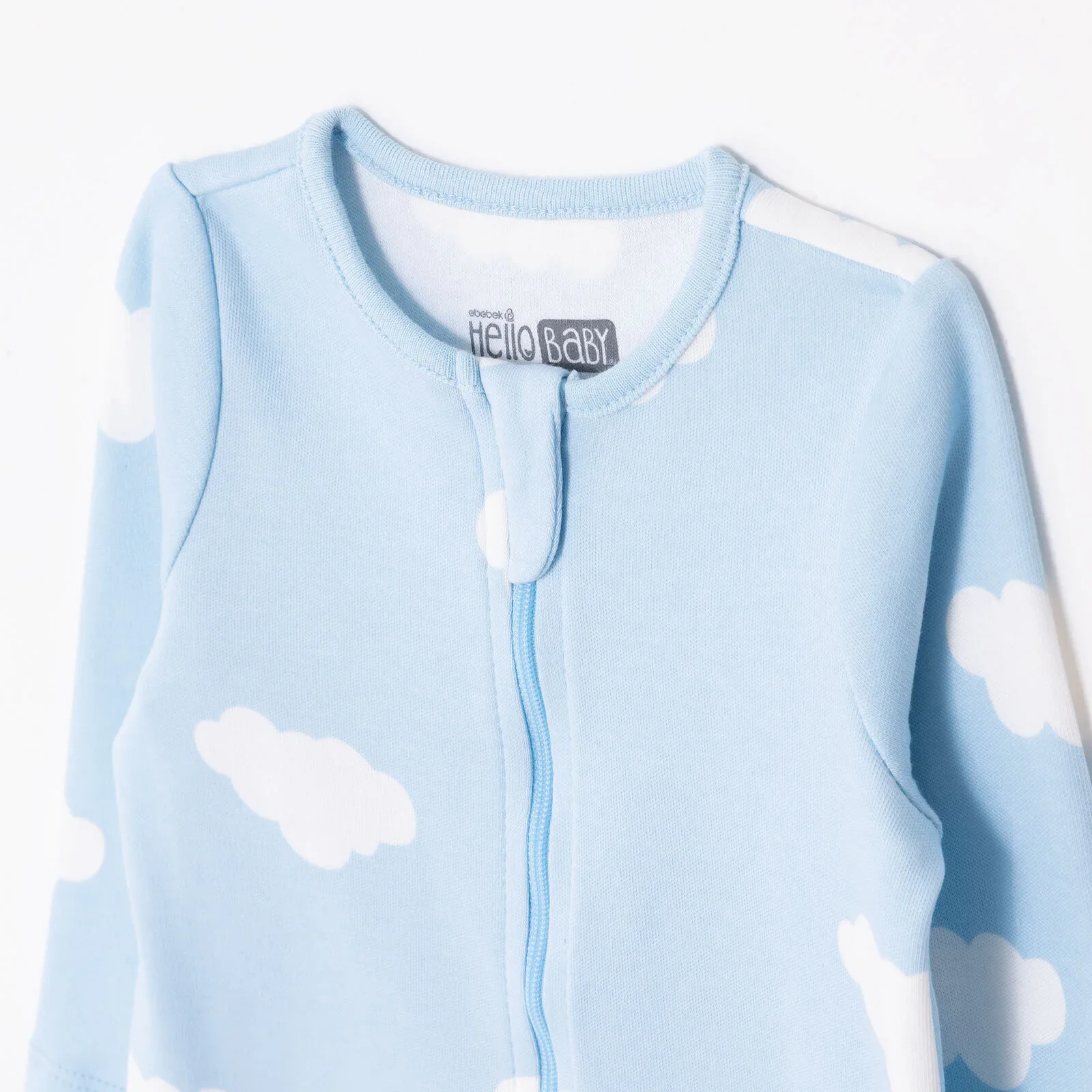 HelloBaby Newborn Footed Jumpsuit - Light Blue - Image 3