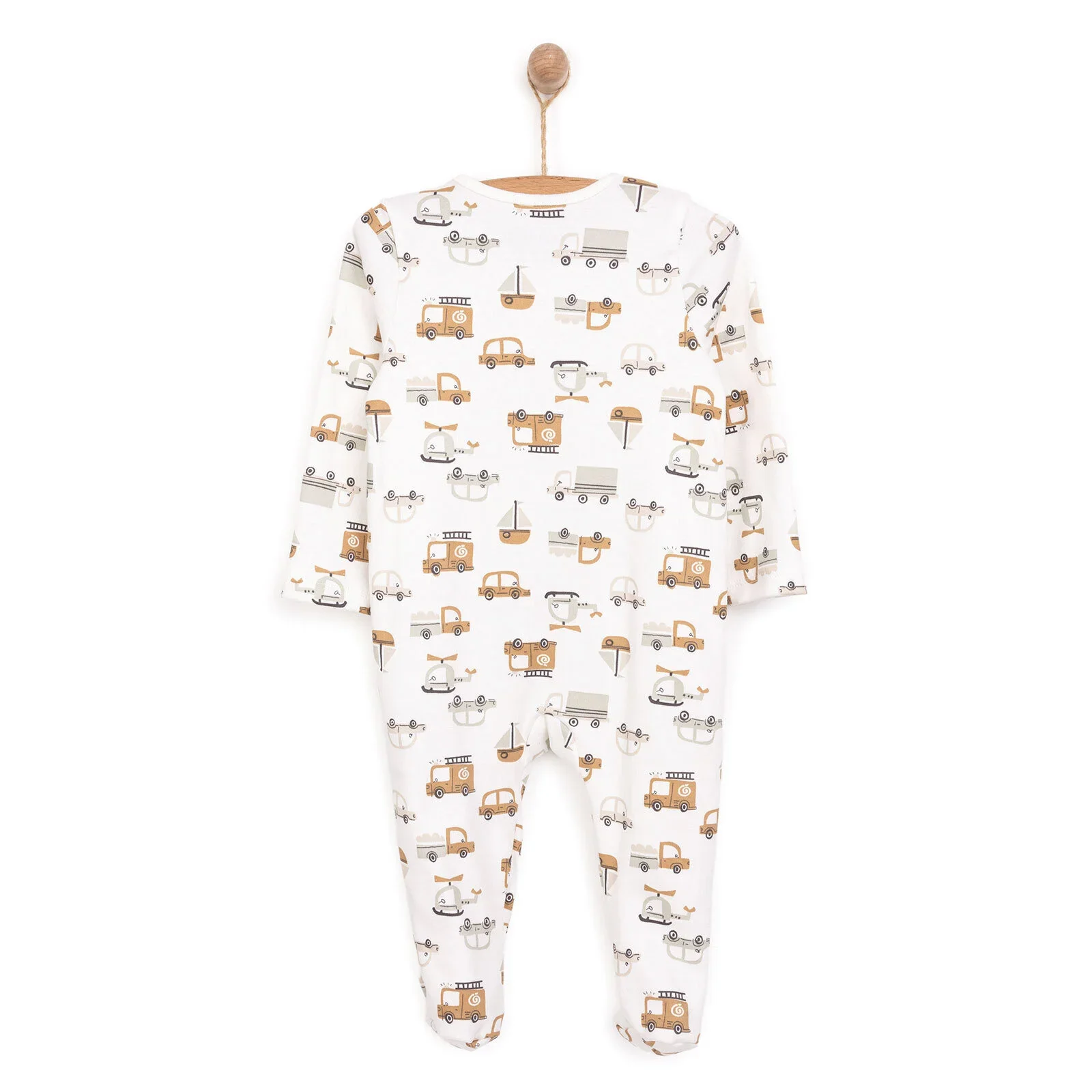 HelloBaby Newborn Footed Romper B - Ecru - Image 2