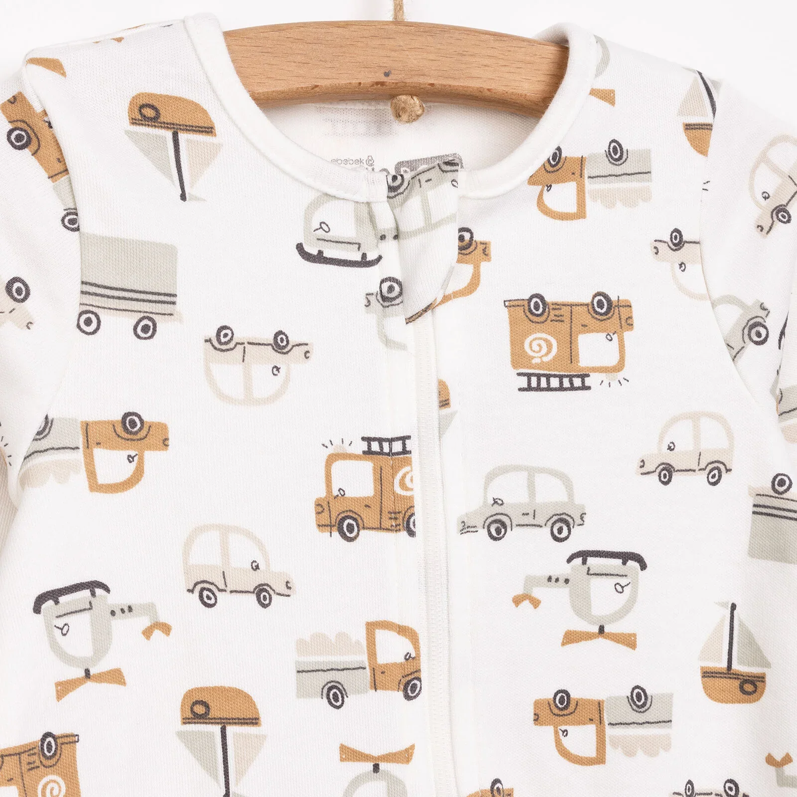 HelloBaby Newborn Footed Romper B - Ecru - Image 3