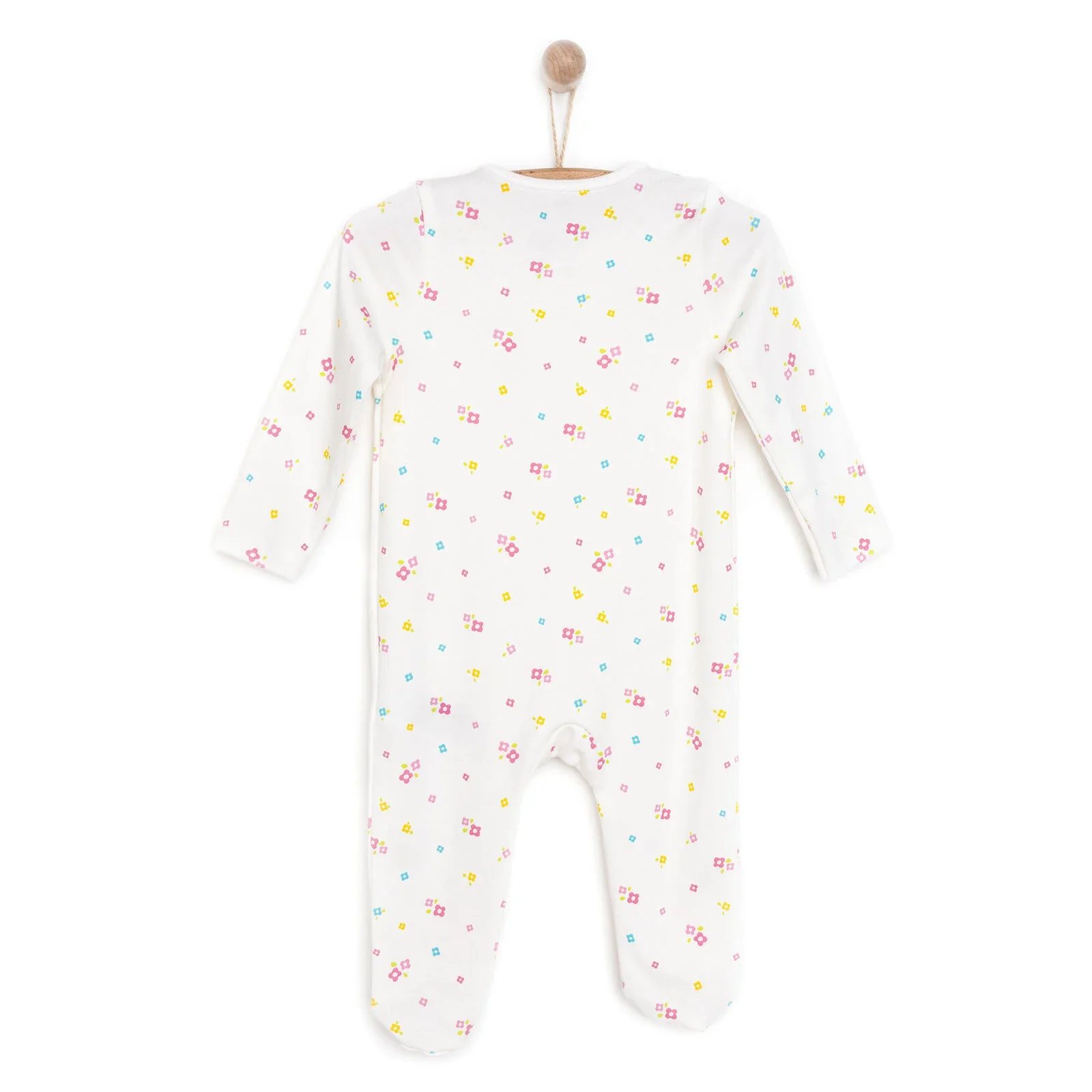 HelloBaby Newborn Girl Footed Jumpsuit - Ecru - Image 2