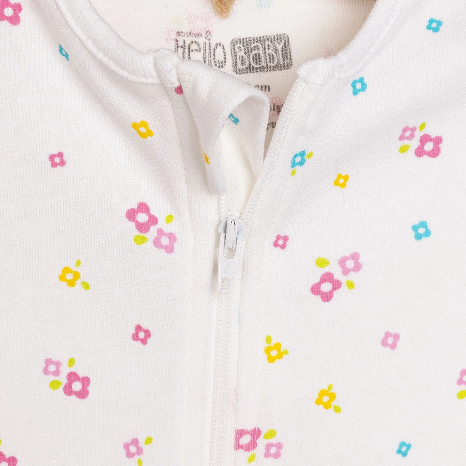 HelloBaby Newborn Girl Footed Jumpsuit - Ecru - Image 4