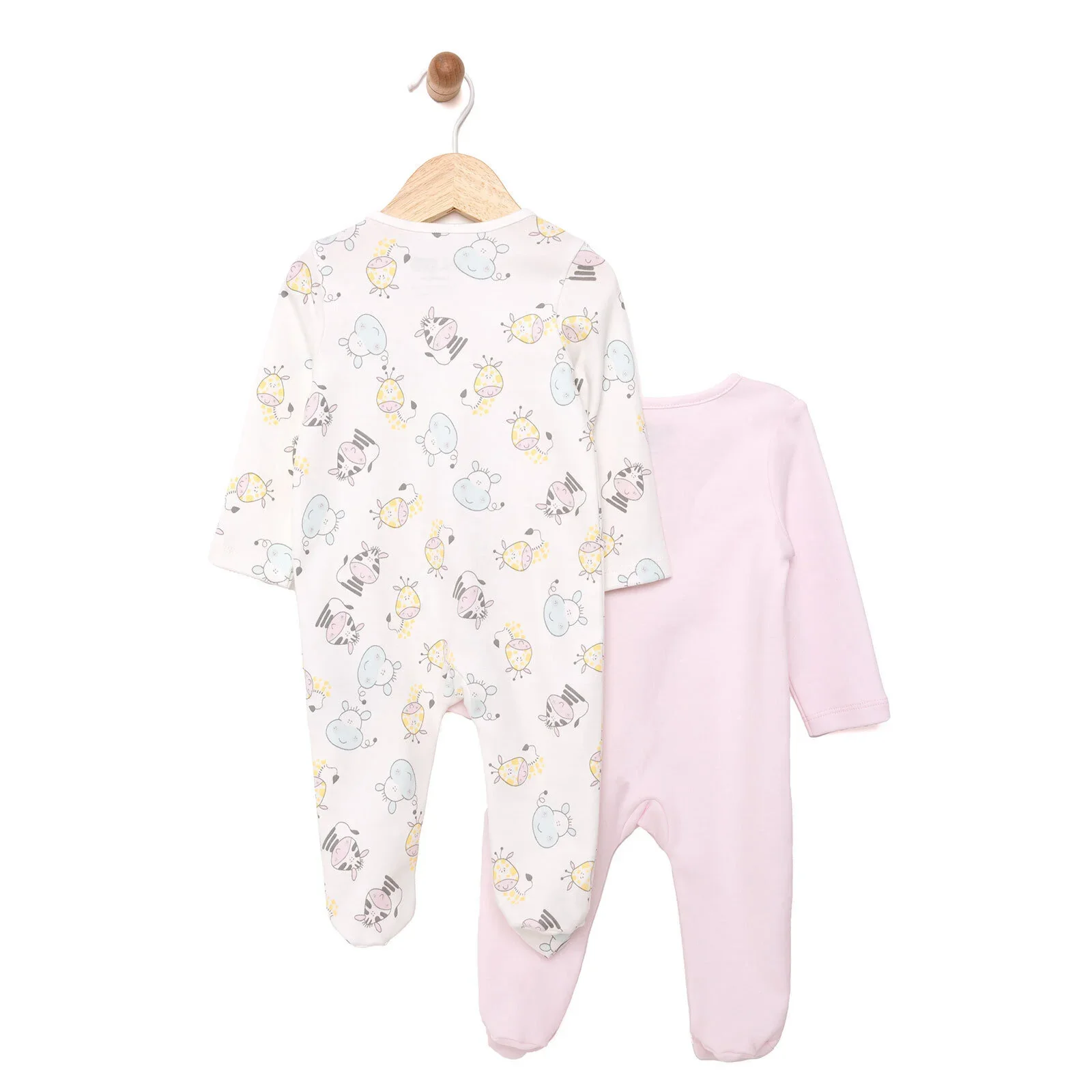 HelloBaby Newborn Girl Footed Jumpsuit - Ecru - Image 2