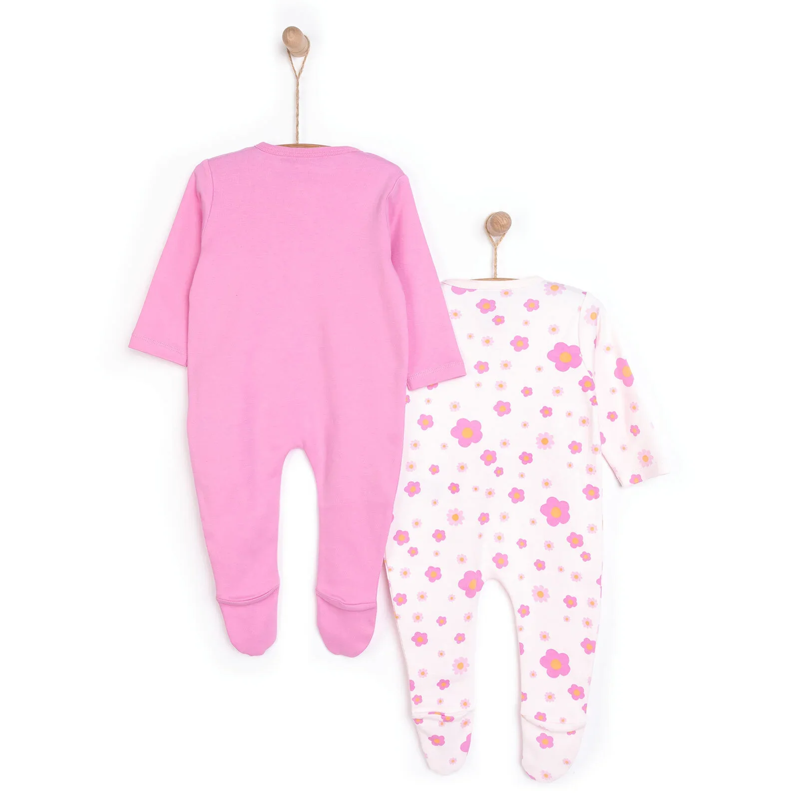 HelloBaby Newborn Girl Footed Jumpsuit - Pink - Image 2