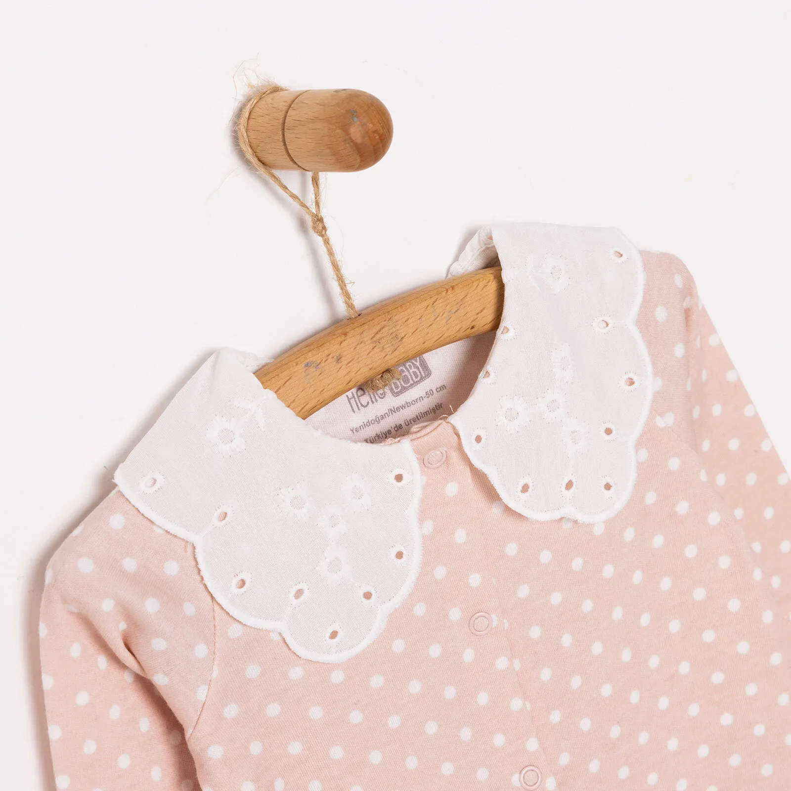 HelloBaby Newborn Girl Footed Jumpsuit - Salmon - Image 3