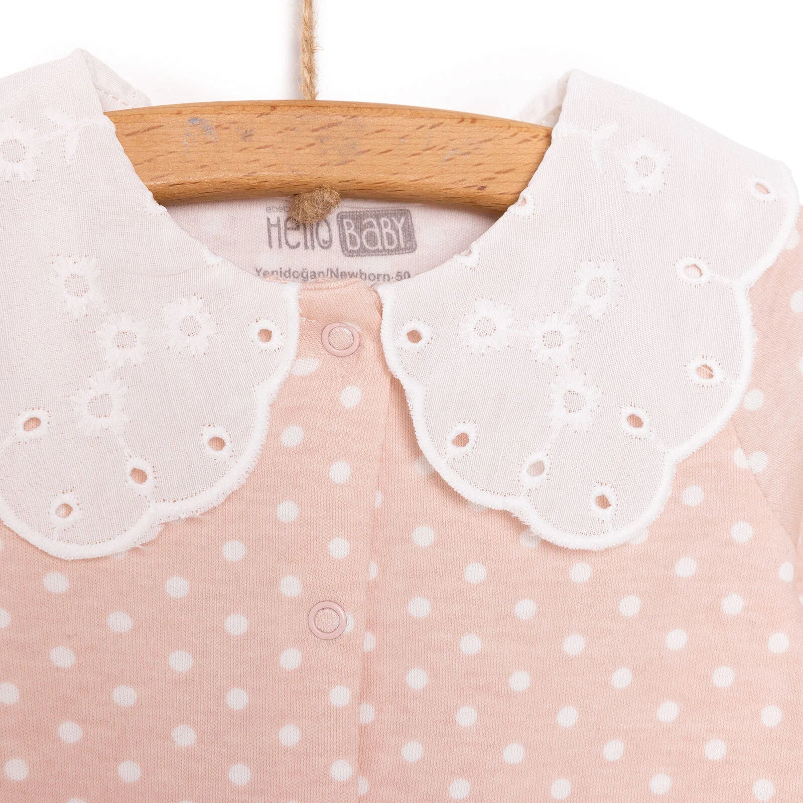 HelloBaby Newborn Girl Footed Jumpsuit - Salmon - Image 4