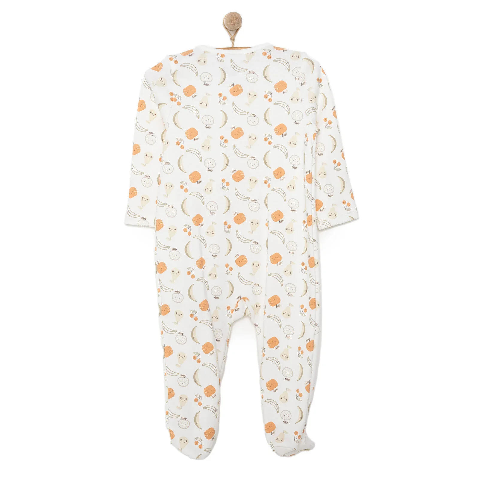 HelloBaby Newborn Girl Organic Footed Jumpsuit - Ecru - Image 2