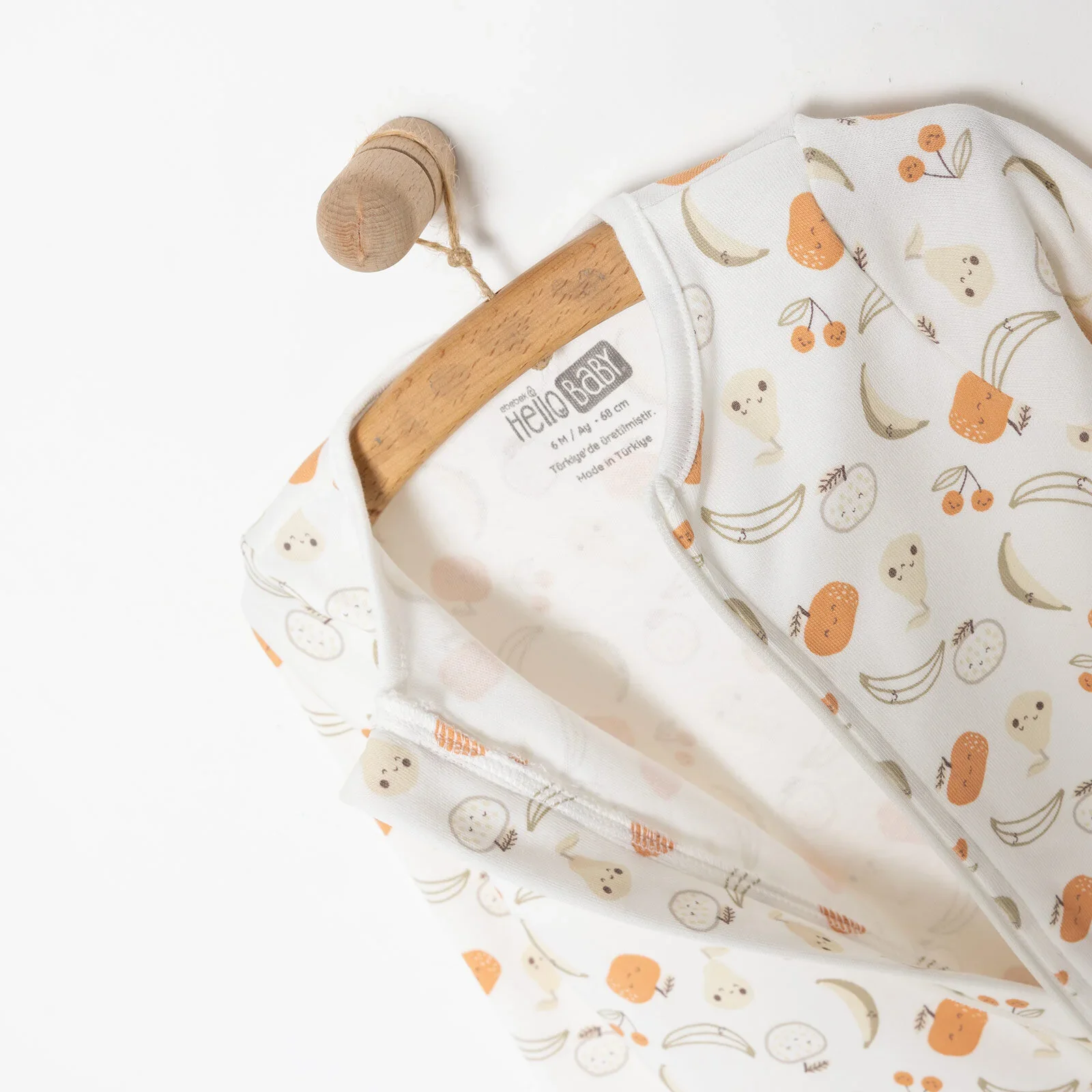 HelloBaby Newborn Girl Organic Footed Jumpsuit - Ecru - Image 8
