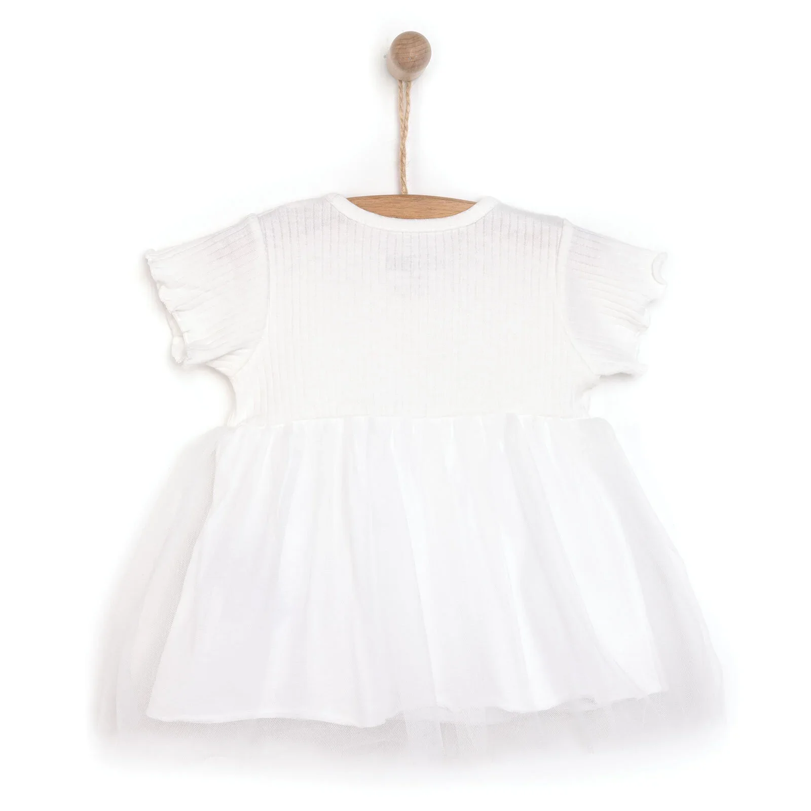 HelloBaby Newborn Girl Tulle Dress - Ecru - Image 2