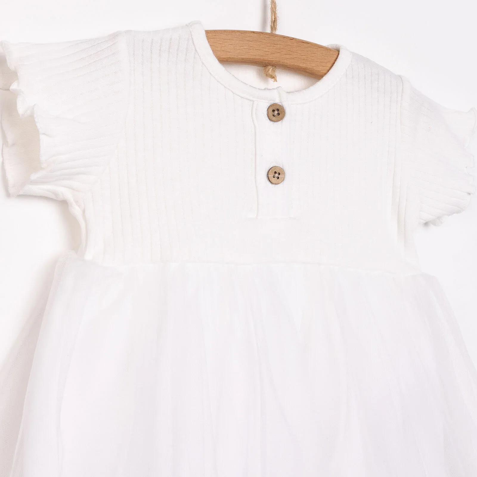 HelloBaby Newborn Girl Tulle Dress - Ecru - Image 3