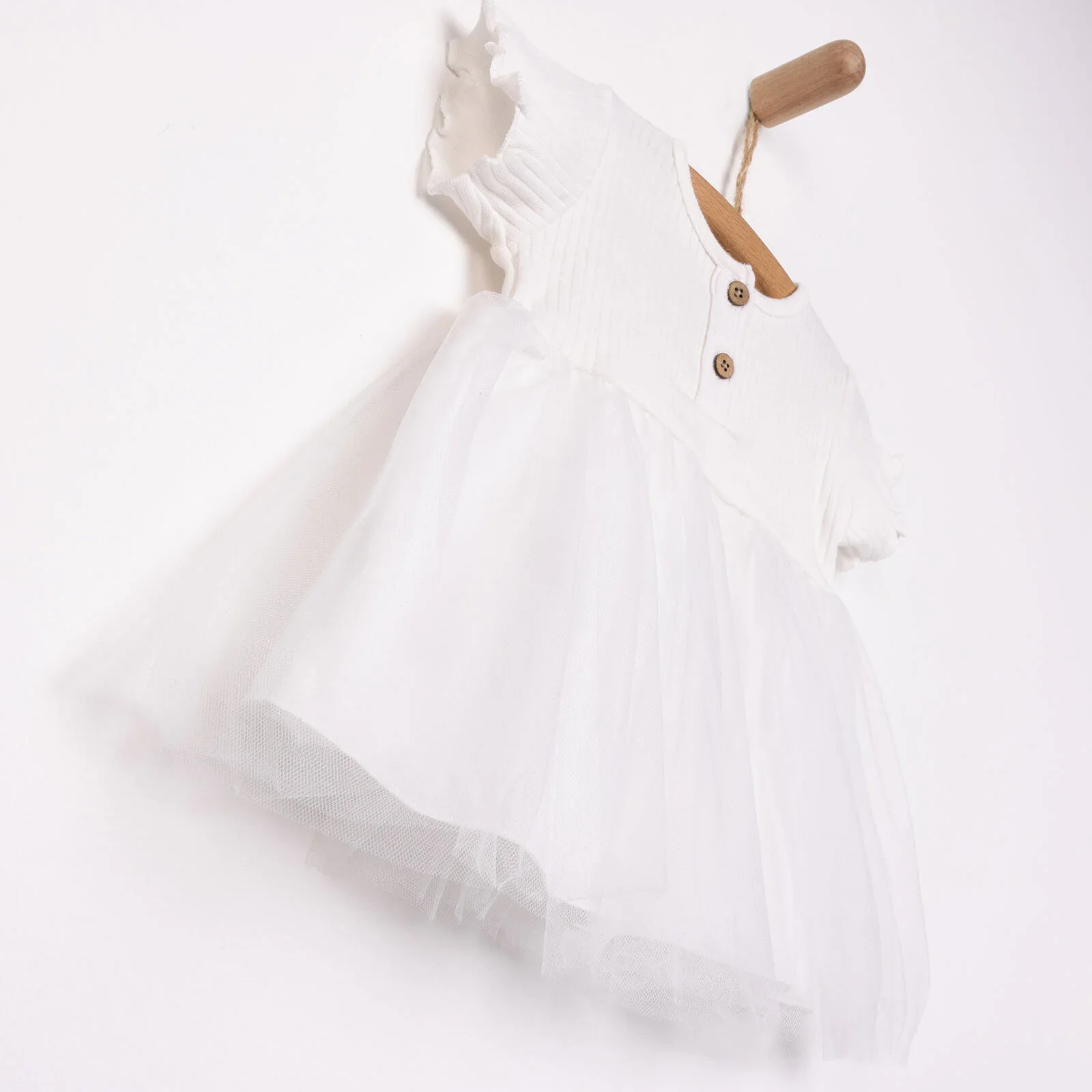 HelloBaby Newborn Girl Tulle Dress - Ecru - Image 6