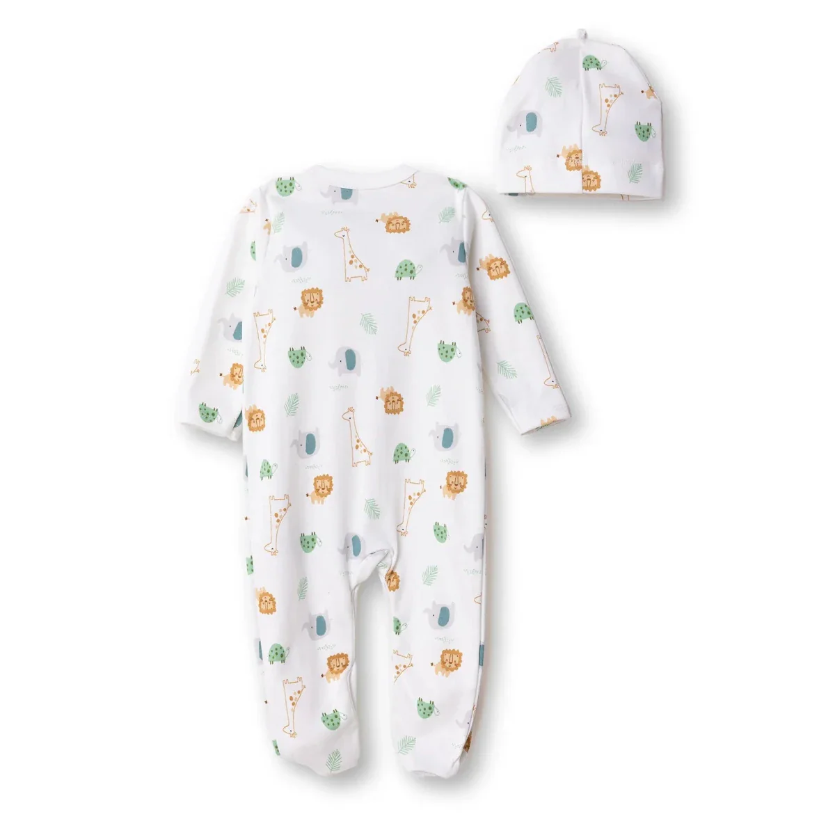 HelloBaby Newborn Jumpsuit-Hat - Ecru Printed - Image 2
