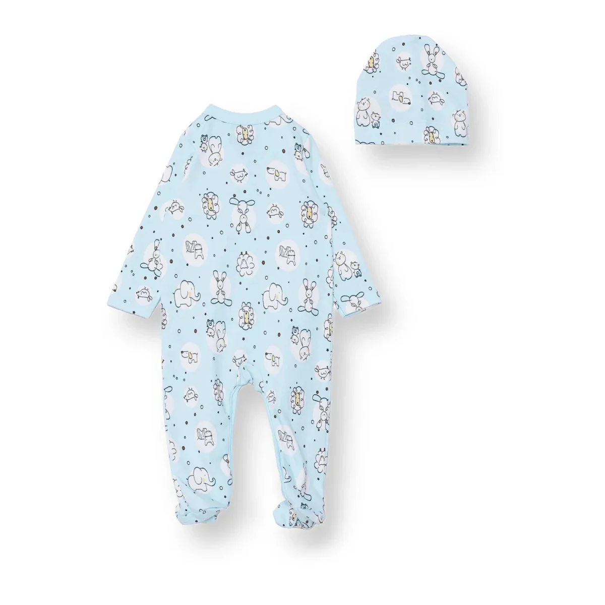 HelloBaby Newborn Jumpsuit-Hat - Light Blue - Image 2