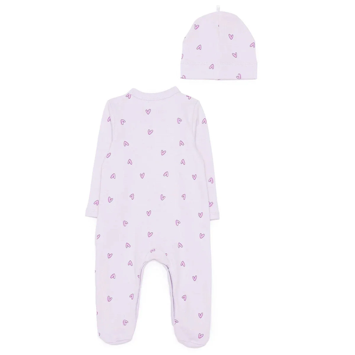 HelloBaby Newborn Jumpsuit-Hat - Lilac Printed - Image 2